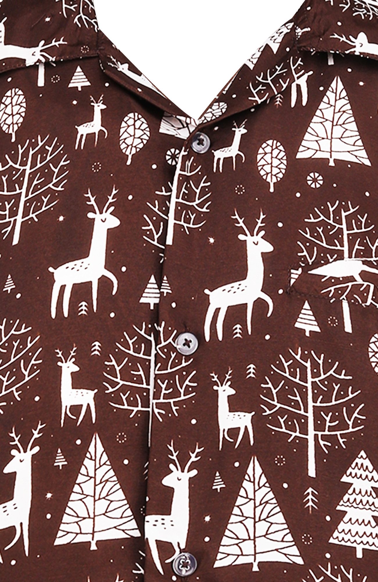 King Kameha Hawaiihemd Christmas Reindeer Allover Funky Hawaii-Hemd Kurzarm Front-Tasche