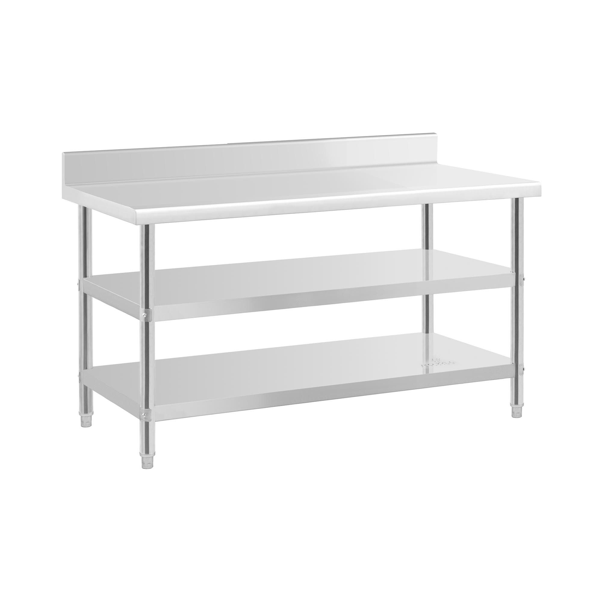 Royal Catering Arbeitstisch 150 x 70 cm Edelstahltisch mit Aufkantung 2 Abl günstig online kaufen