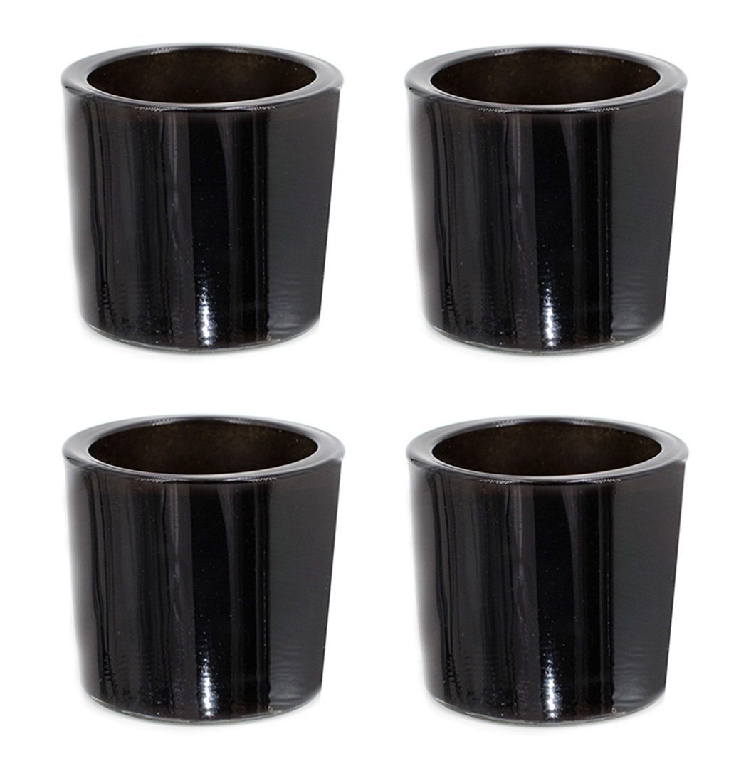 6 Stück Halloween Teelichthalter - Jack O Laterne Schwarz Glas Gravur
