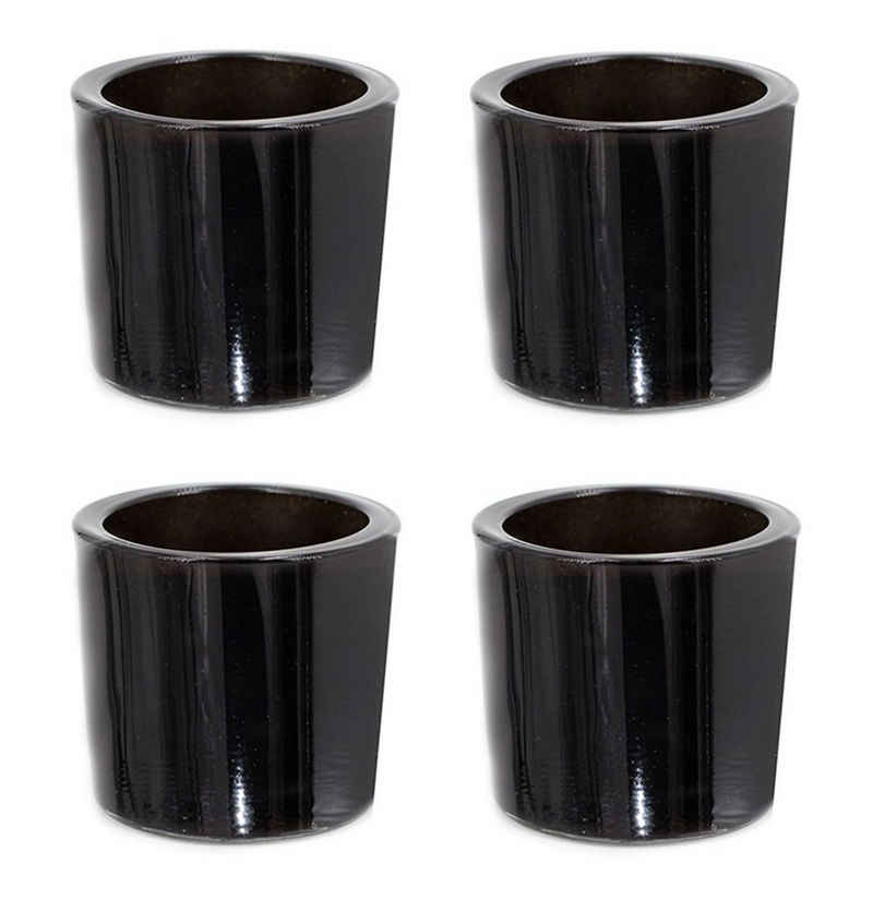 Creativery Teelichthalter, Teelichthalter Glas 6,5x6cm schwarz 4er Set
