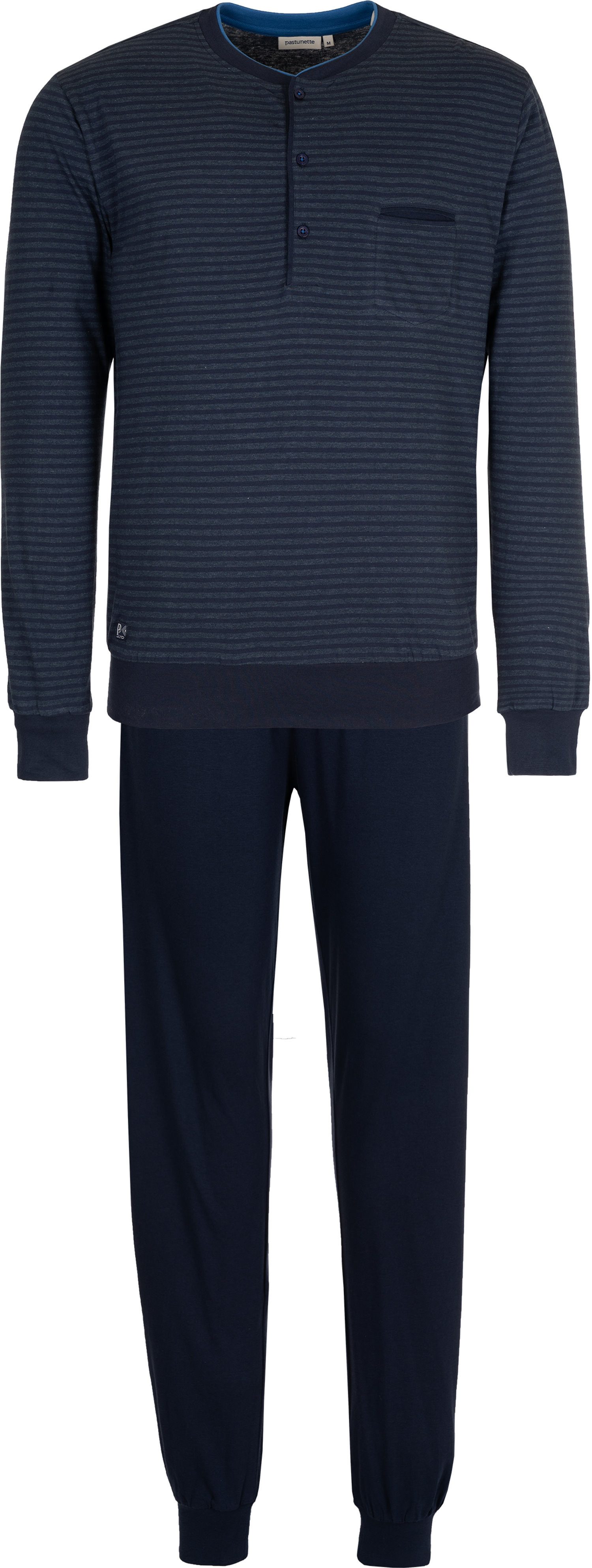 Pastunette Schlafanzug Herren Pyjama lang mit Bündchen (2 tlg) Baumwolle günstig online kaufen