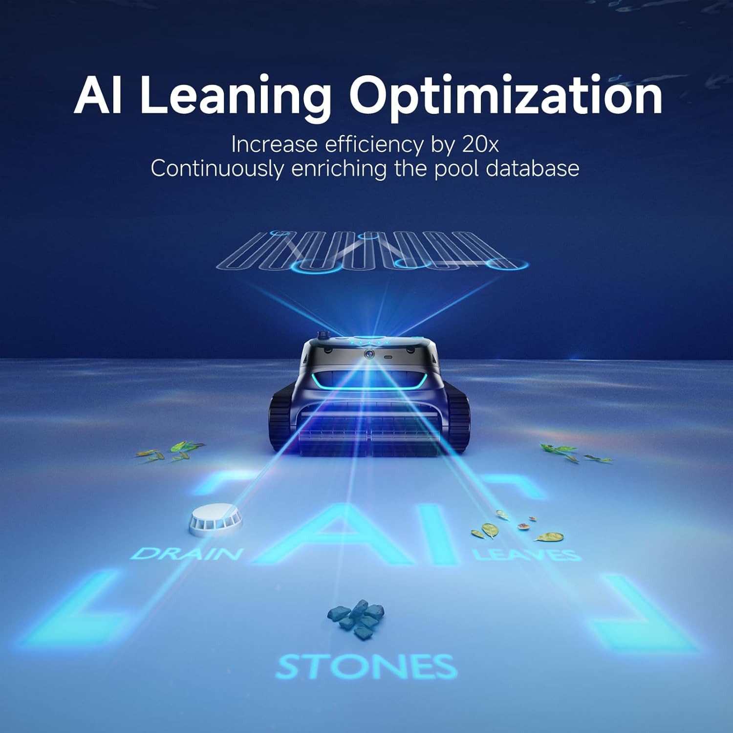WYBOT Poolroboter S2 Vision Kabelloser Poolroboter mit KI-Lernen und Kamera-Navigation, Wandkletterfunktion & Wasserlinienreinigung, für Pools bis zu 300 m²