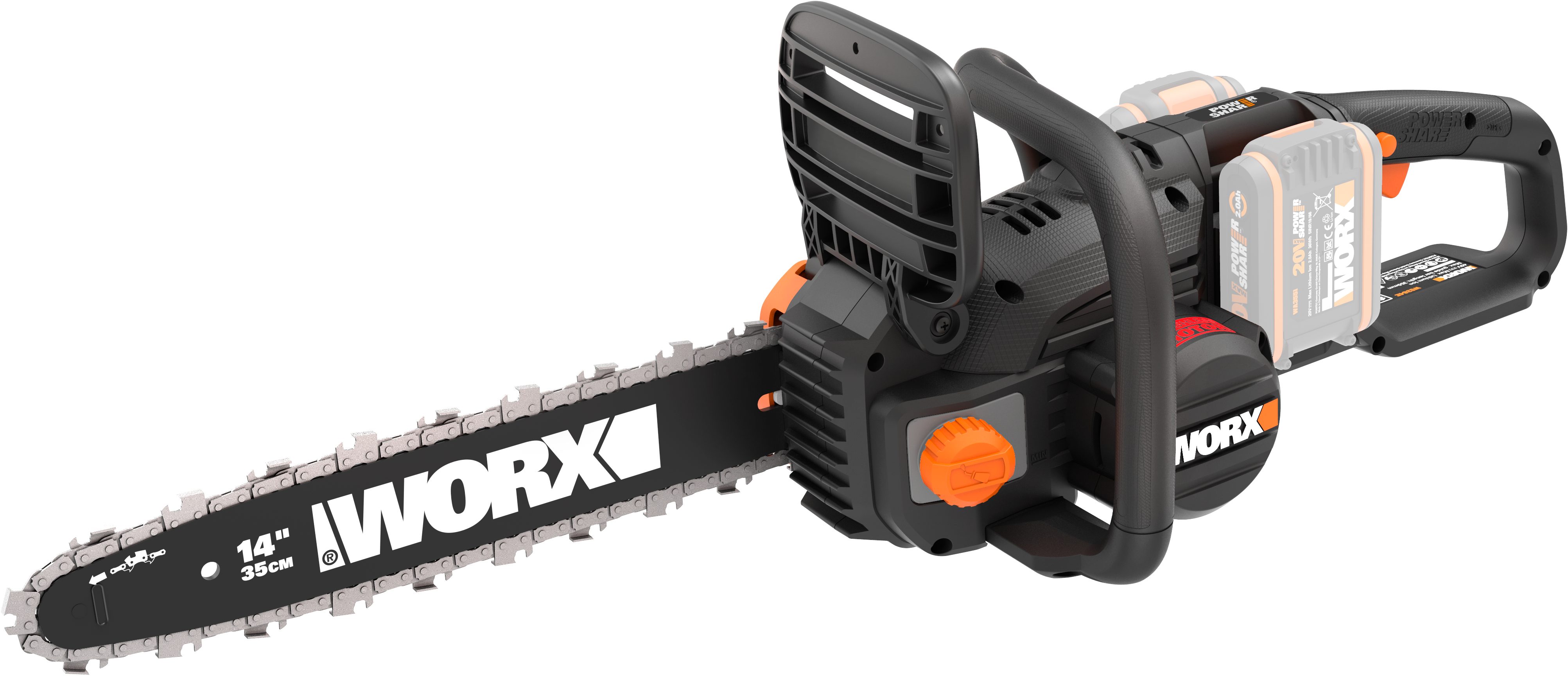 Worx Akku-Kettensäge WG384E.9, 35 cm Schwertlänge, ohne Akku und Ladegerät