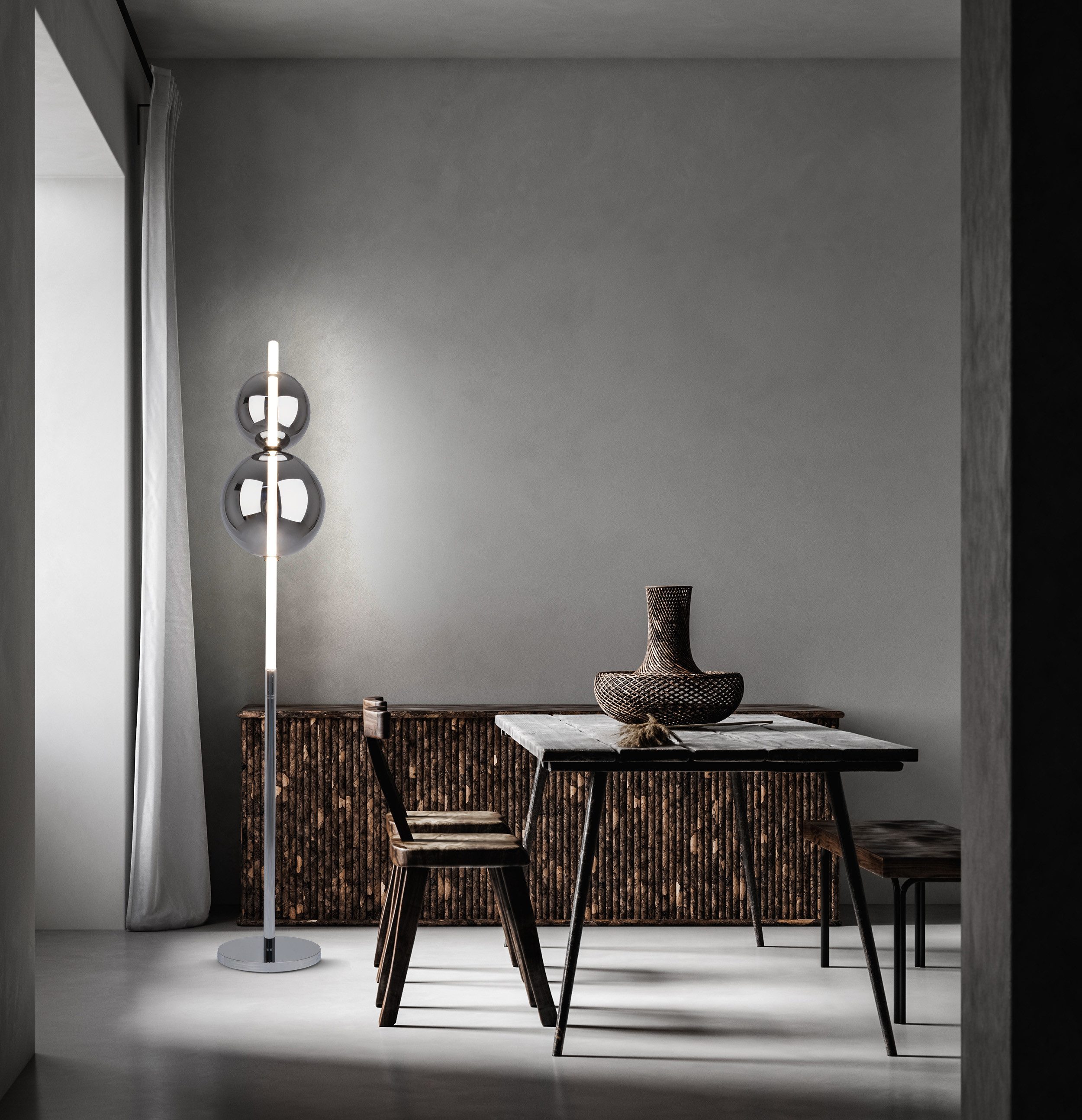 näve Stehlampe NOVA, Dimmfunktion, LED fest integriert, Warmweiß, Dimmbar; transparent