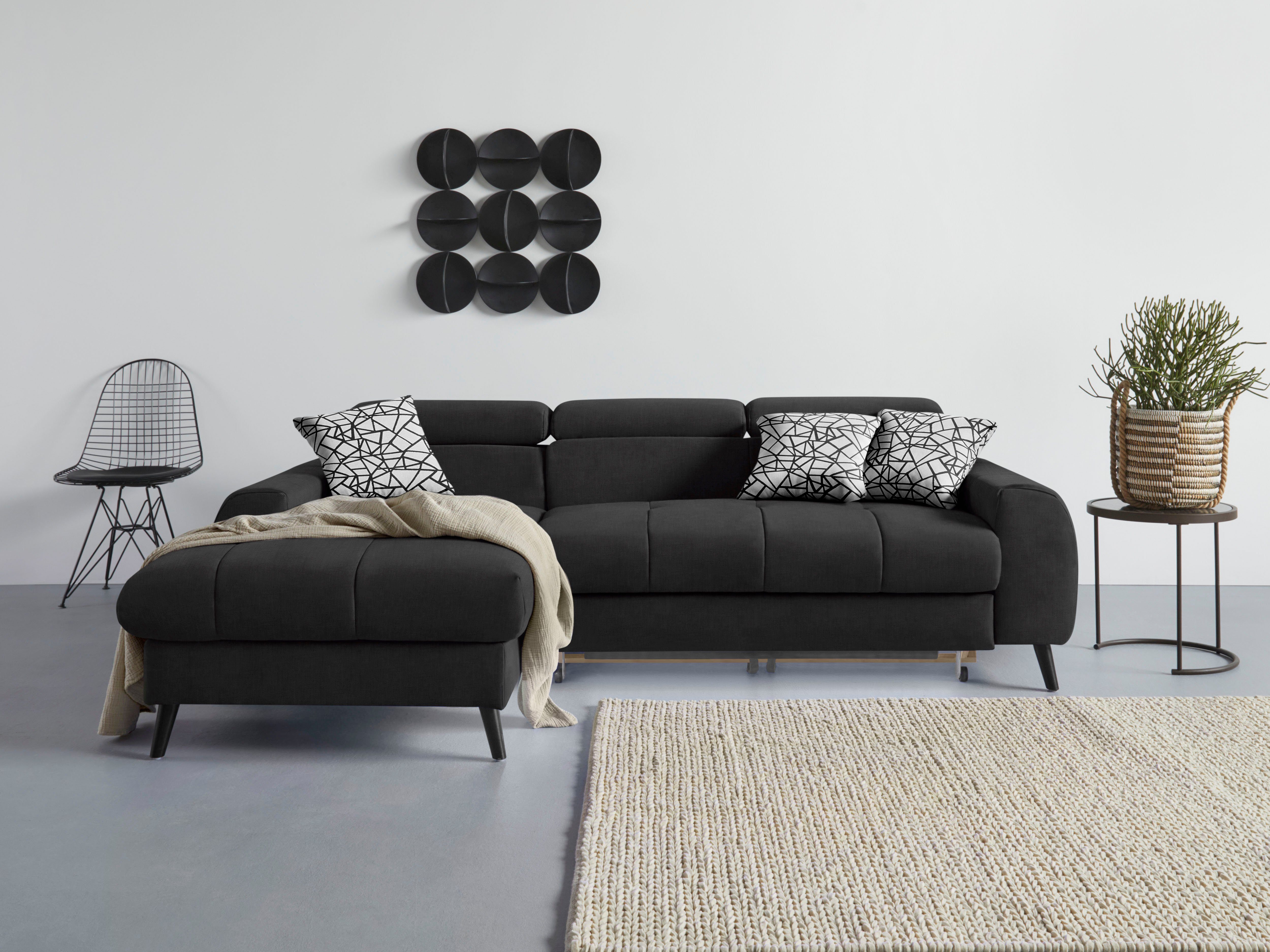COTTA Ecksofa "Mia L-Form mit 3 Zierkissen", wahlweise mit Bettfunktion, Be günstig online kaufen