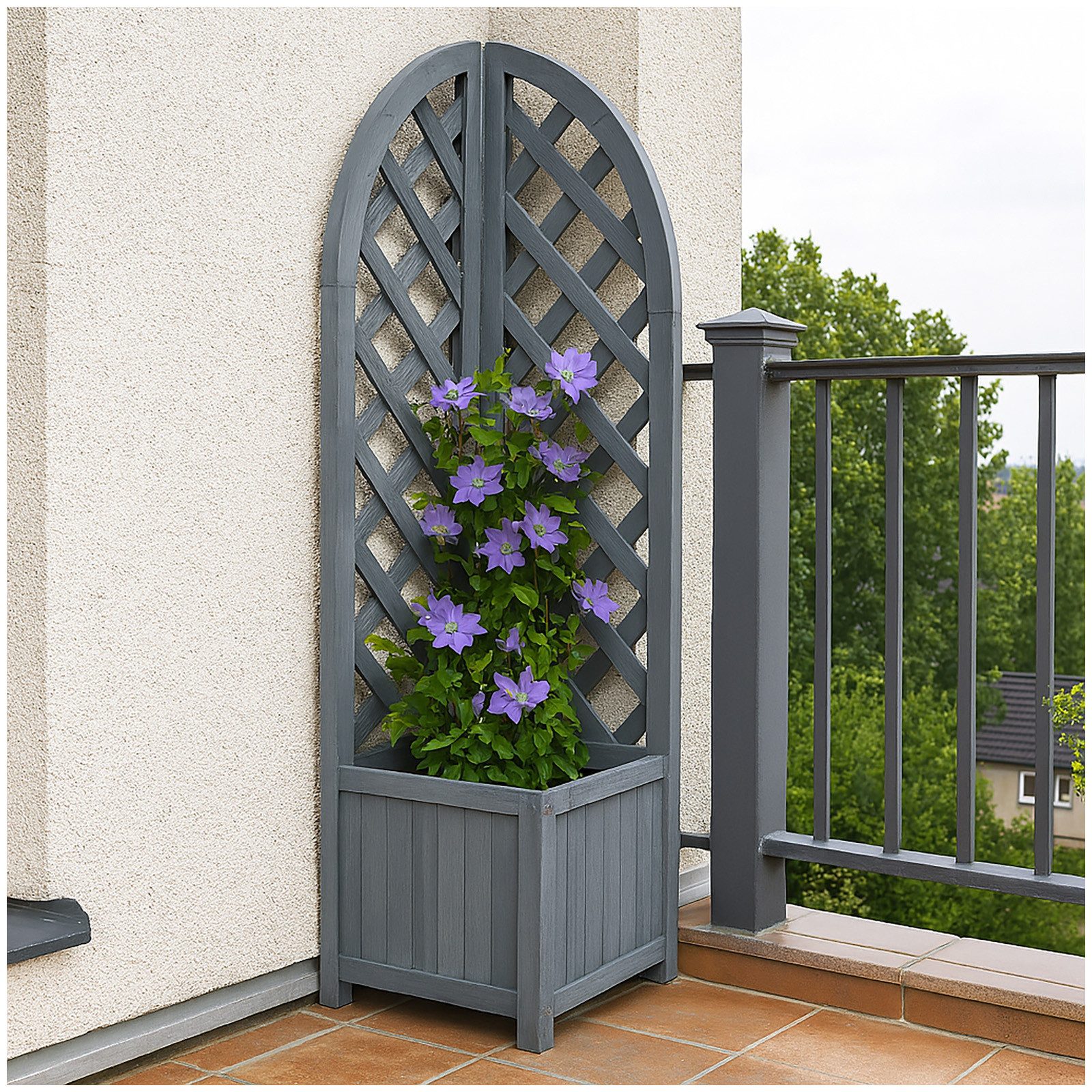 Thumbnail - HTI-Line Pflanzkübel Blumenkasten Heidi (Stück, 1 St., 1x Pflanzkasten mit Rankgitter), Blumenkübel Rankgitter Spalier