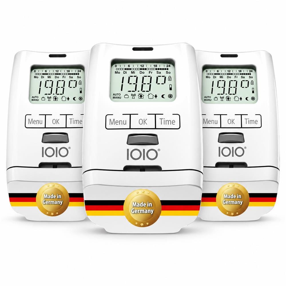 IOIO Heizkörperthermostat HT 2000 Heizungsthermostat digital programmierbar LCD Display, (3er Pack) Heizungsregler elektronisches Thermostat Batterie Heizkörper Regler