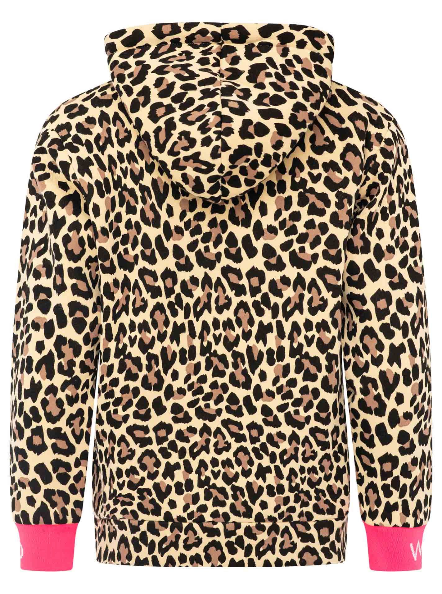 Zwillingsherz Kapuzensweatjacke "WILD WILD" Leomuster, Kapuze mit Kordel, Bündchen mit WILD Print, Zipper – Bild 4 von 5