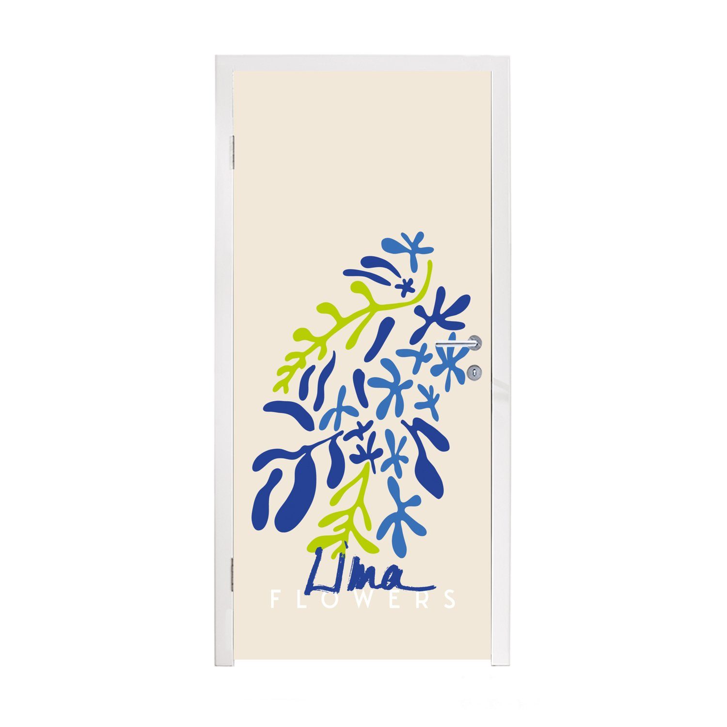 St), Lima, Türtapete 75x205 - (1 - für Blätter Fototapete cm Matt, Türaufkleber, bedruckt, Tür, MuchoWow Blume