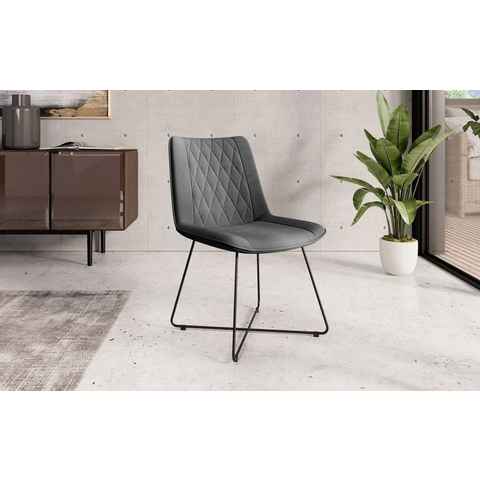 Luxusbetten24 Stuhl Designer Stuhl Diaro, Samtbezug mit verschiedenen Gestellen