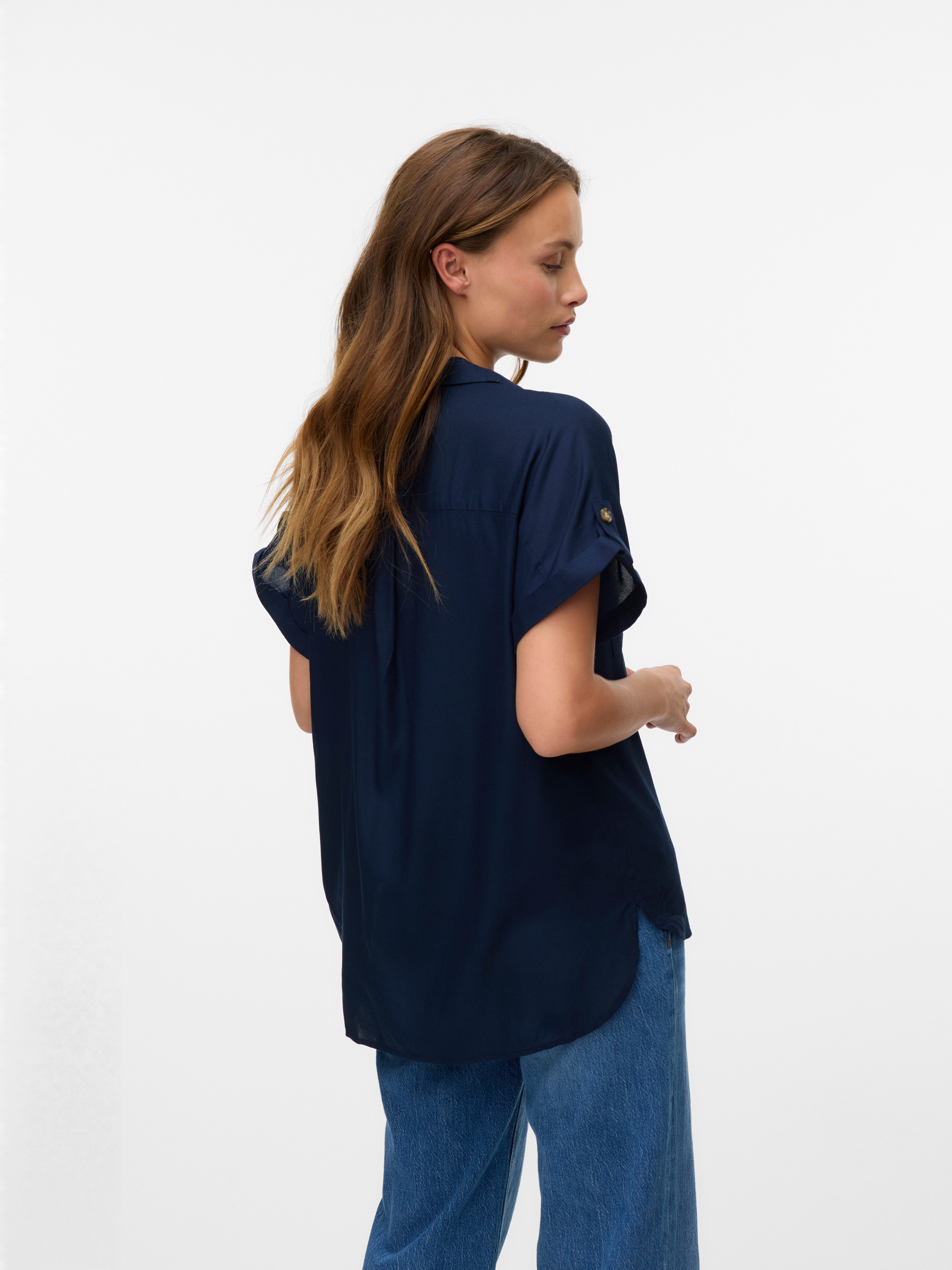 Vero Moda Kurzarmbluse VMBUMPY S/S SHIRT WVN GA NOOS Viskose, regular fit