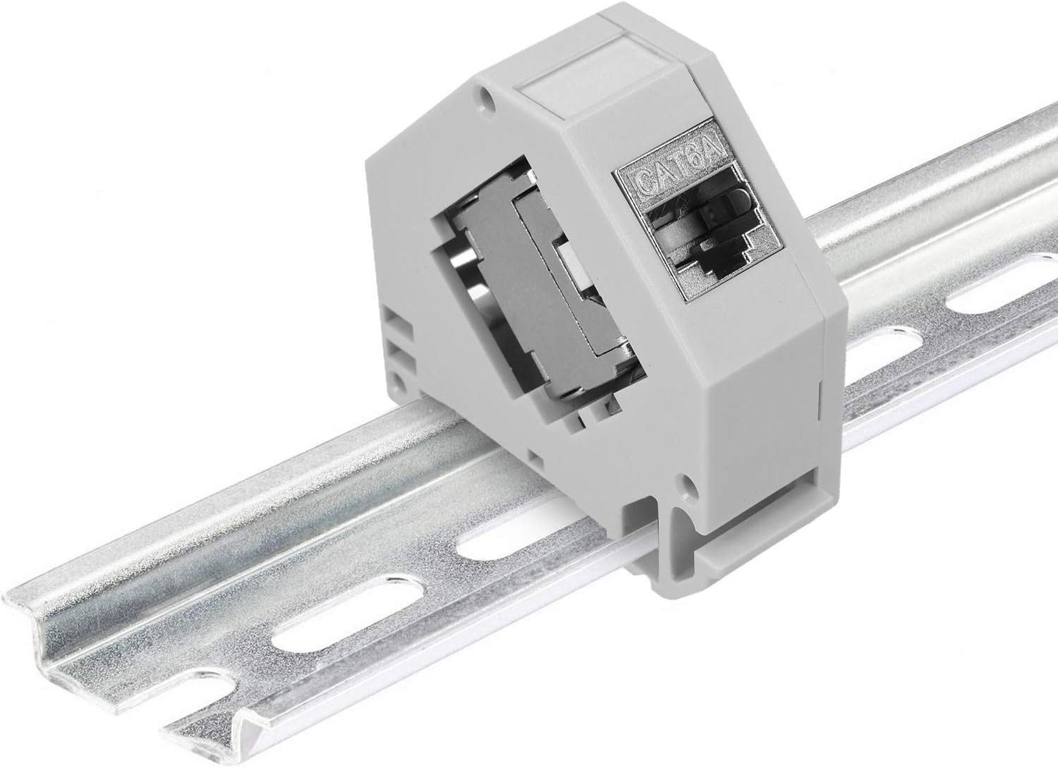 kwmobile Keystone Modul Set mit Hutschienenadapter - 4x CAT 6A Netzwerkkabel, (6.30 cm), Keystone Modul + Hutschienenadapter Set