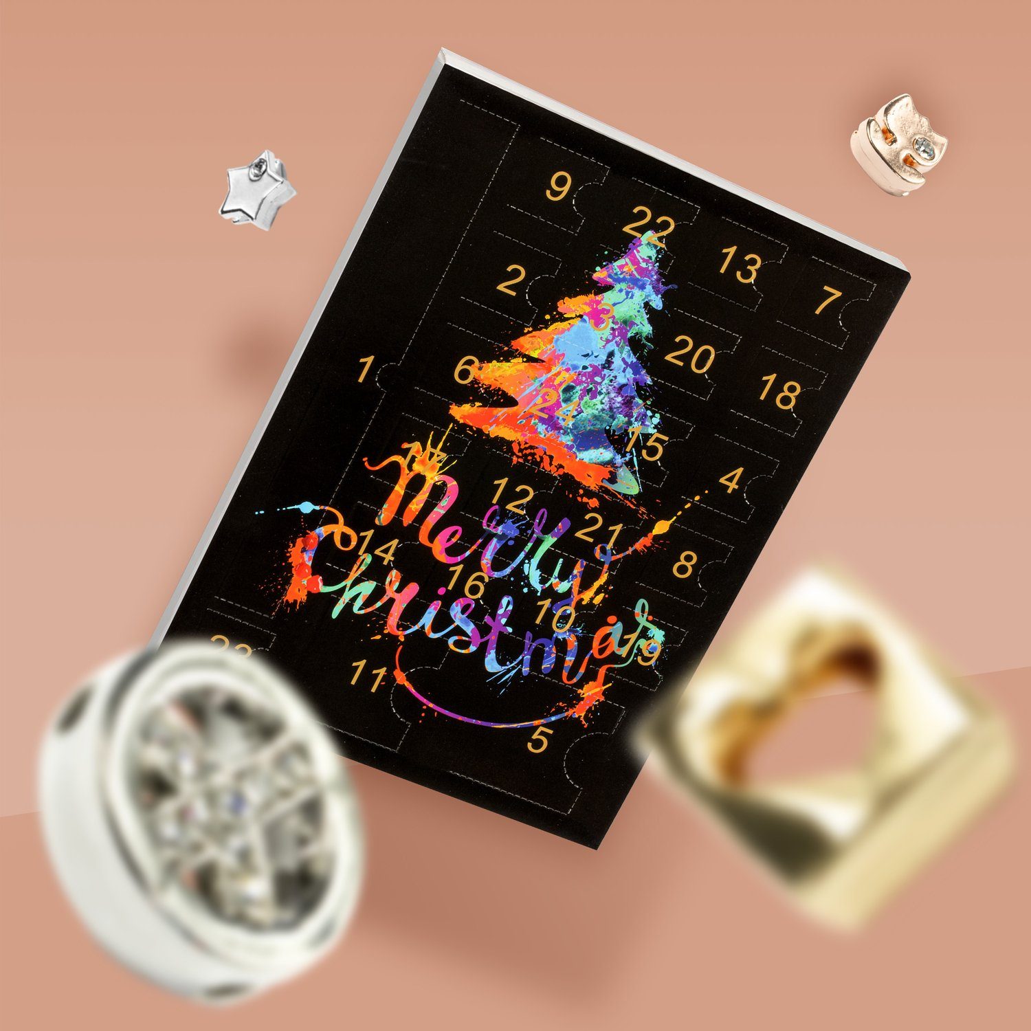 VALIOSA Schmuck-Adventskalender Merry Christmas Mode-Schmuck Adventskalender (24-tlg), 24-teilig (1 Set)