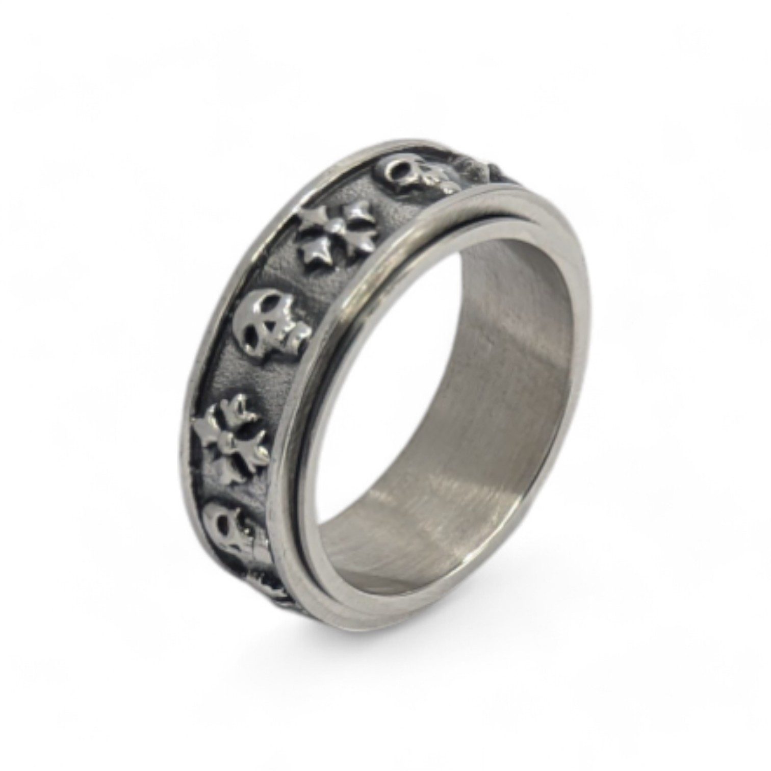 Fingerring Anti Stress Anxiety Ring Gothic Totenkopf Kreuz Schmuck