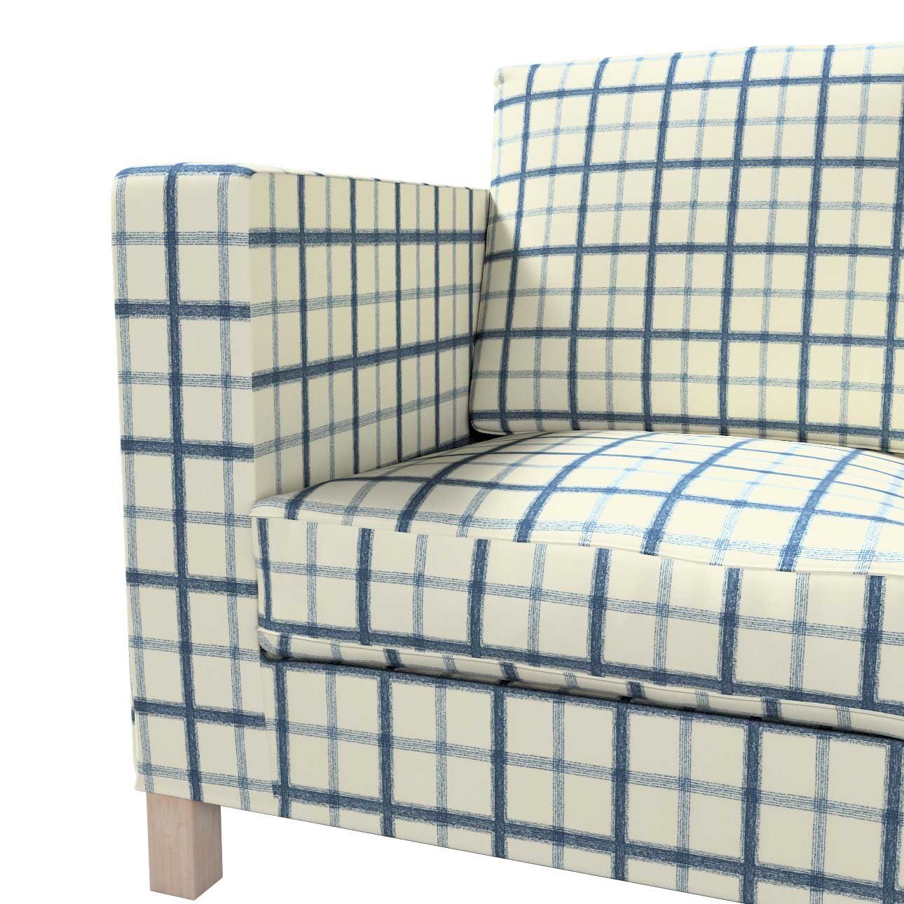 Sofahusse Karlanda 3-Sitzer Sofa ausklappbar Avinon, nicht Dekoria kurz, blau-creme