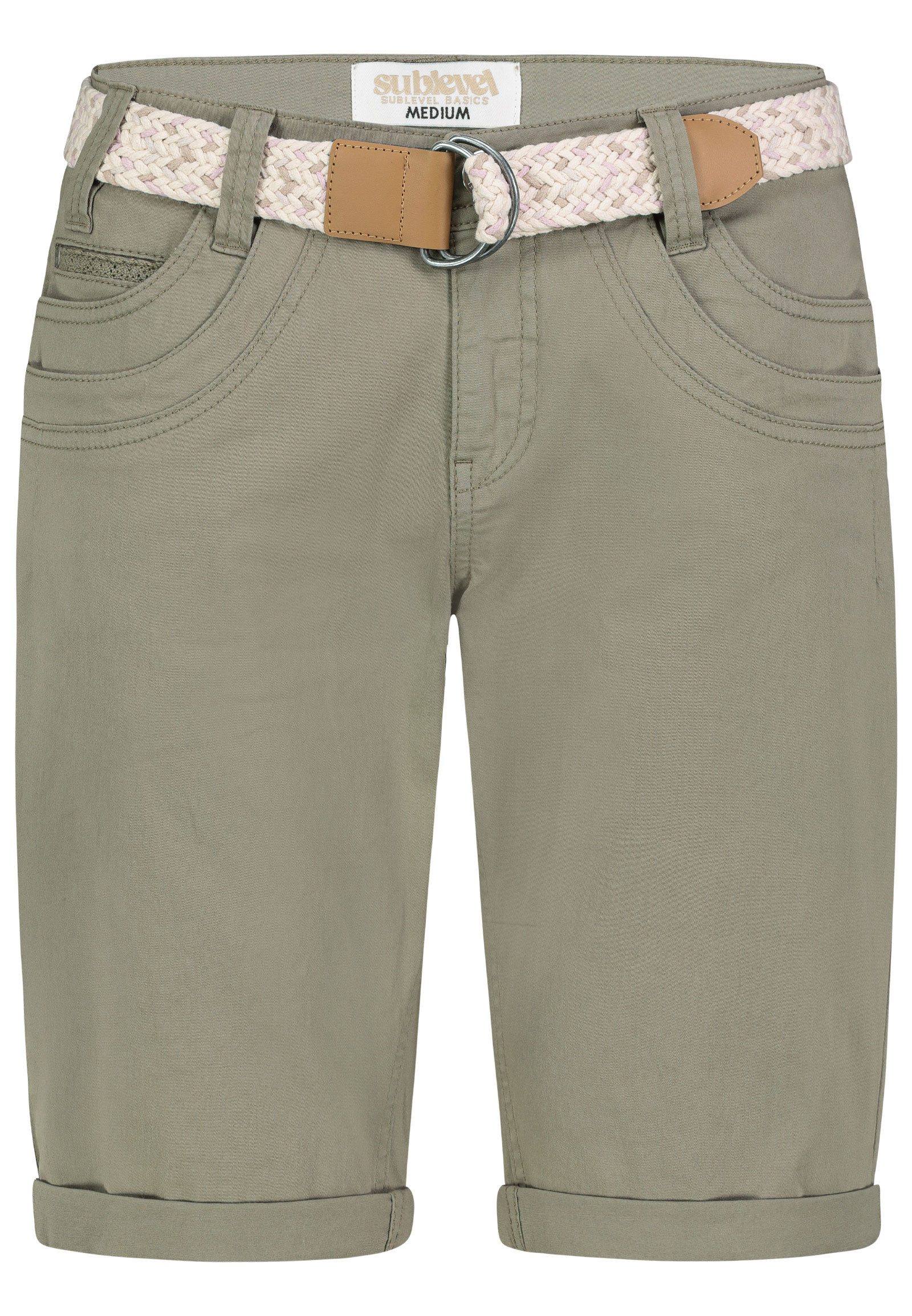 SUBLEVEL Shorts Damen Bermudas kurze Hose Baumwolle Jeans Sommer Chino Stof günstig online kaufen