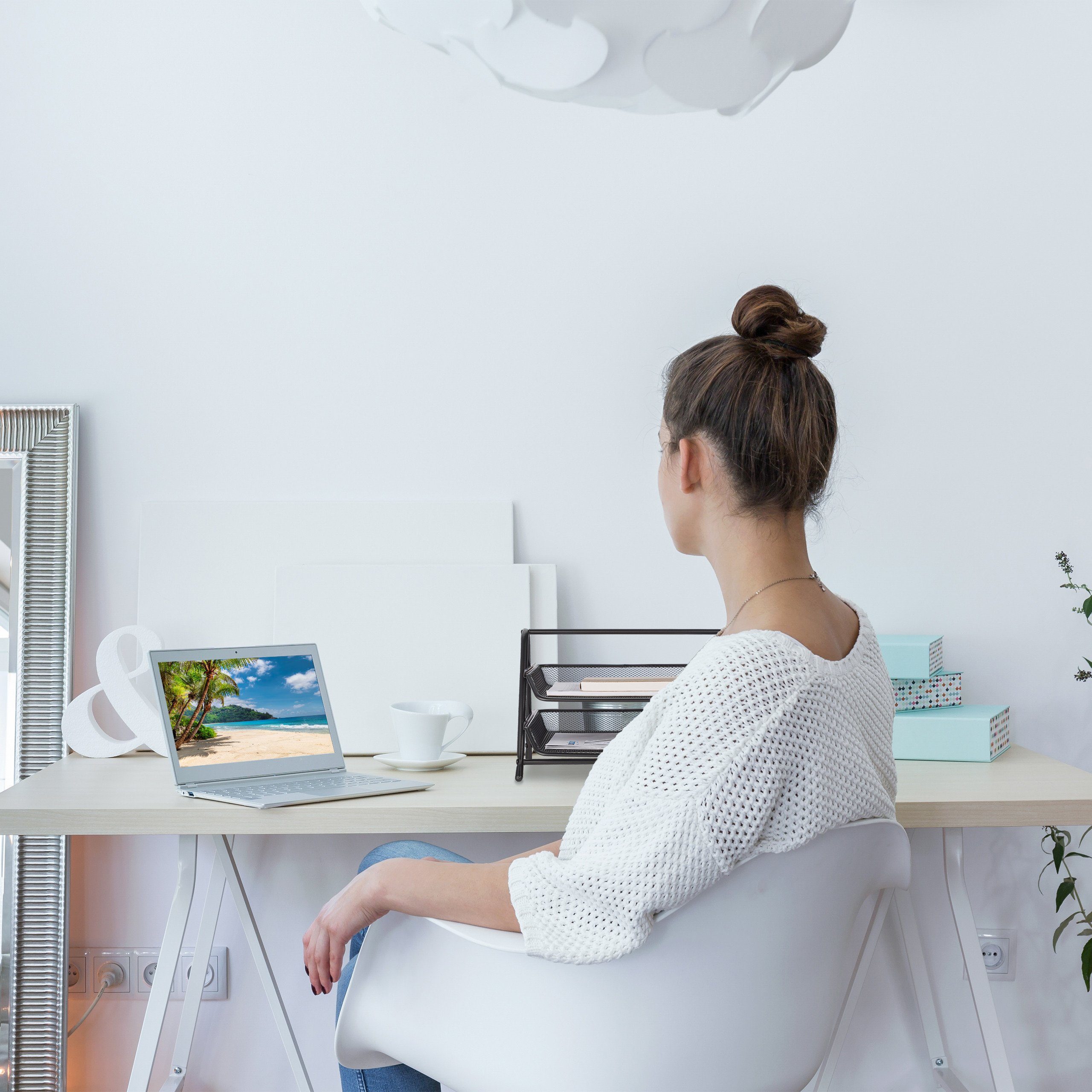 relaxdays Briefablage Dokumentenablage mit 2 Fächern