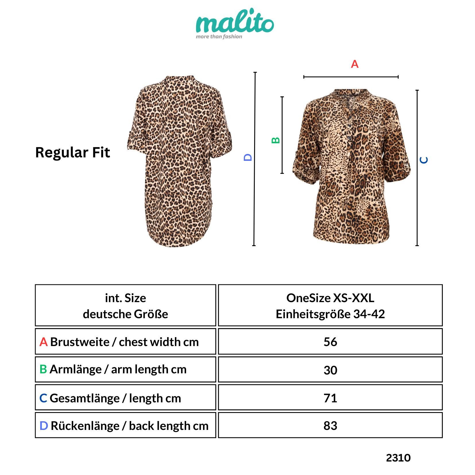 malito more than fashion Schlupfbluse Longbluse Animalprint 2310 lockere Bluse Animal Print – Bild 4 von 4
