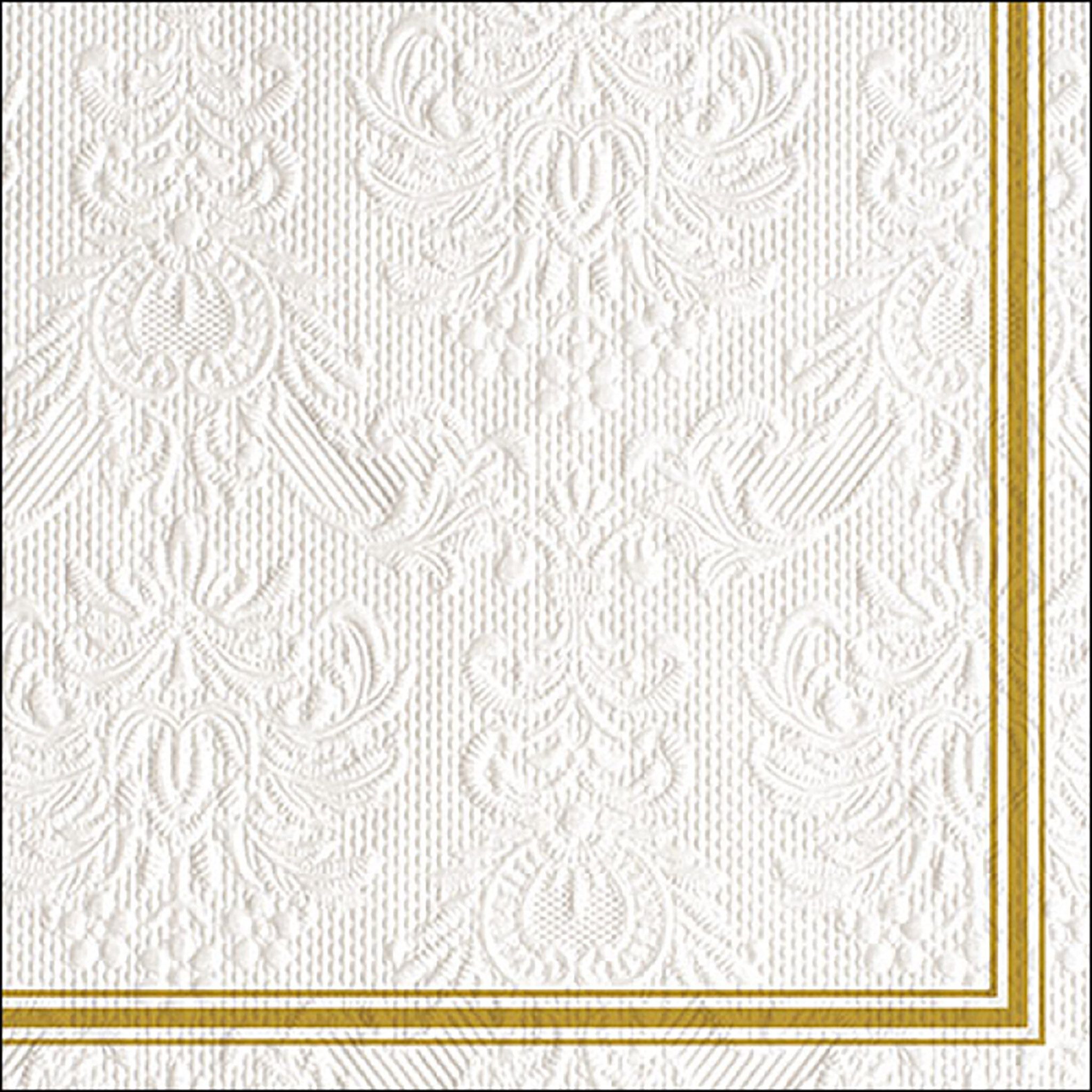 Ambiente Luxury Paper Products Papierserviette, Servietten Papier 33x33cm Elegance geprägt 15 Stück Weiß / Gold