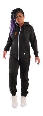 O'Poppy Jumpsuit Damen schwarz (1-tlg) mit Kapuze und Eingrifftaschen
