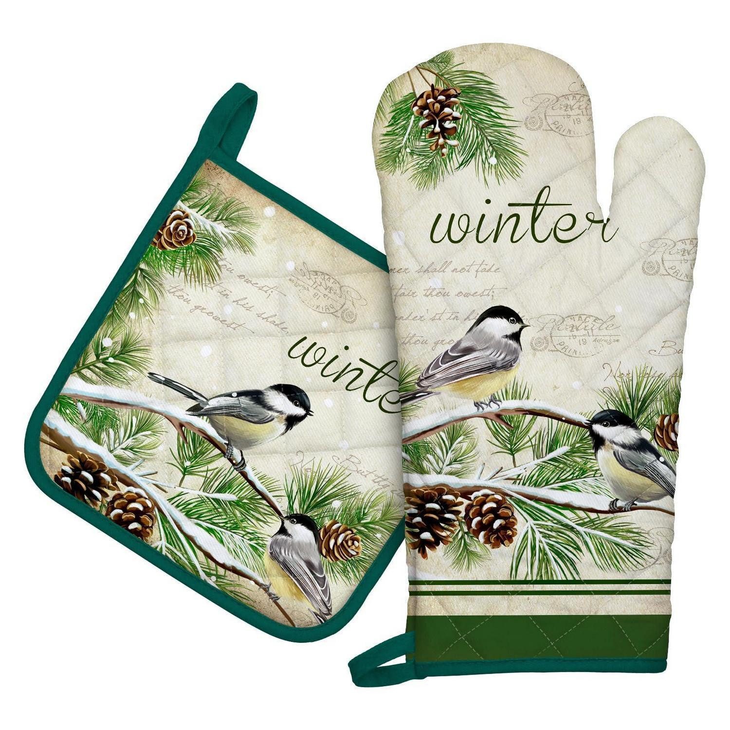 LuxusKollektion Topfhandschuhe Weihnachts-Ofenhandschuh & Topflappen-Set Baumwolle
