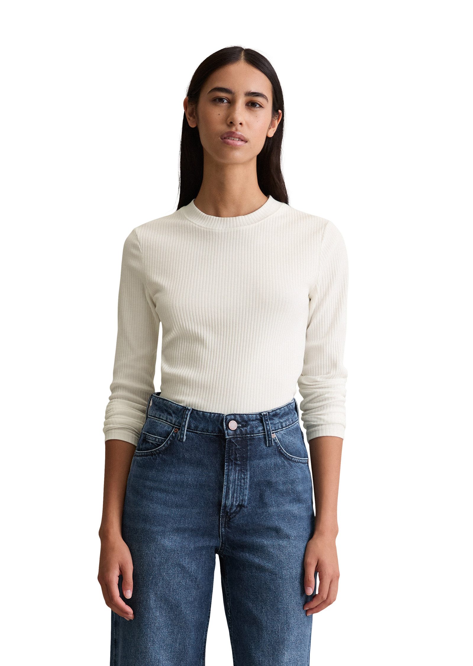 Marc O'Polo DENIM Langarmshirt Rundhalsausschnitt, slim fit, Bio-Baumwolle günstig online kaufen