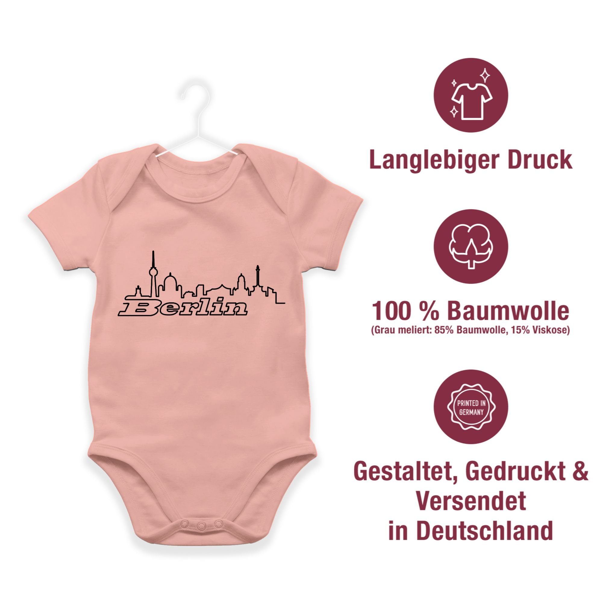 Länder Baby Babyrosa Shirtracer Shirtbody 3 Skyline Wappen Berlin