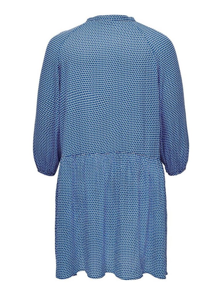 ONLY CARMAKOMA Shirtkleid Gemustertes Langarm Kleid Plus Size Übergrößen  Blusen Dress CARELVIRO (knielang) 4575 in Blau, Modell CARELVIRO LS KNEE  DRESS AOP WVN - 15281477 in Blau