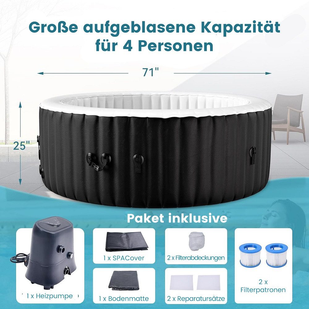 Meulbaty Whirlpool Aufblasbarer Whirlpool von Circle, (1-tlg), Tragbarer Outdoor-Whirlpool für 4 Personen