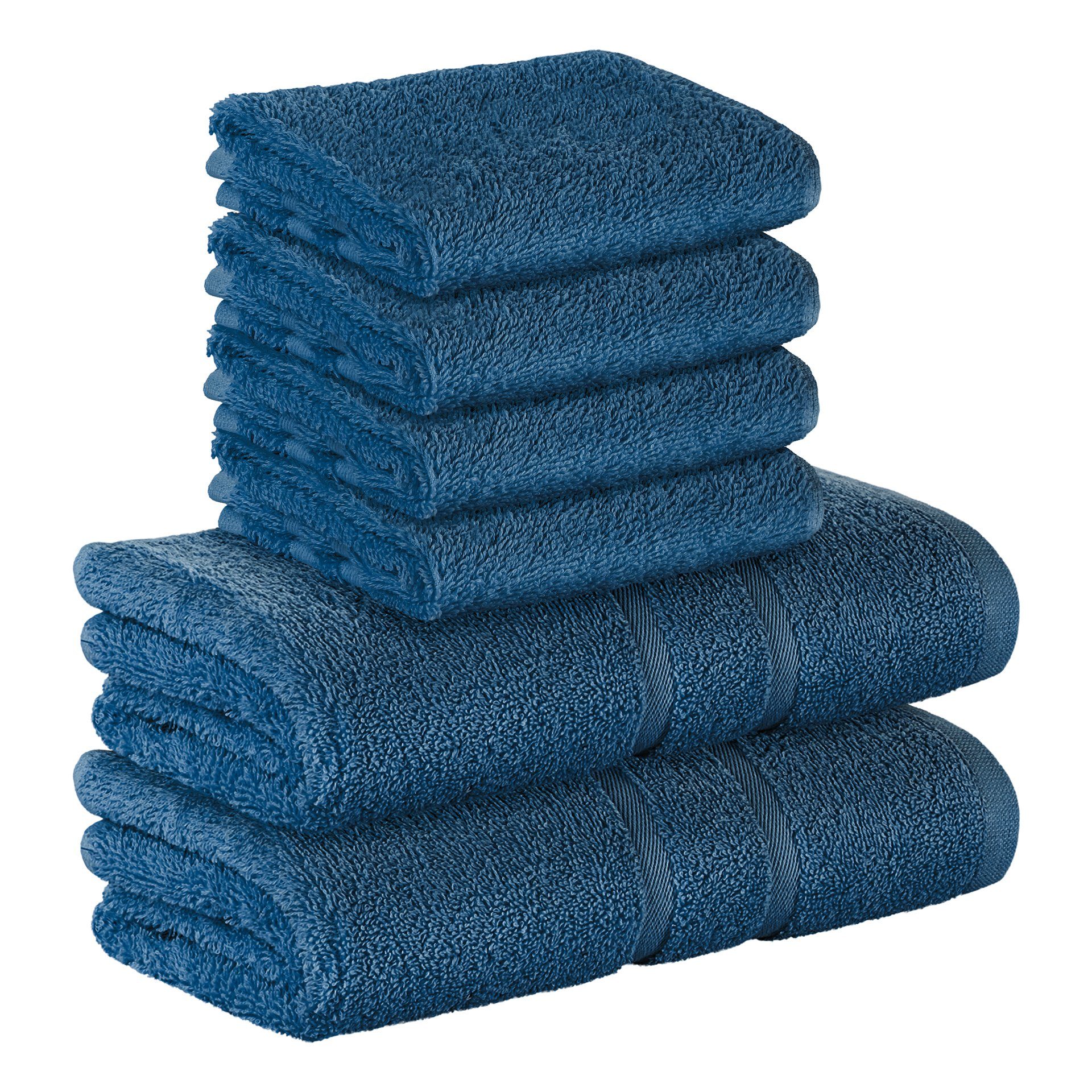 StickandShine Handtuch Set 4x Gästehandtuch 2x Handtücher als SET in verschiedenen Farben (6 Teilig) 100% Baumwolle 500 GSM Frottee 6er Handtuch Pack, (Sparset), 100% Baumwolle 500 GSM Dunkelblau