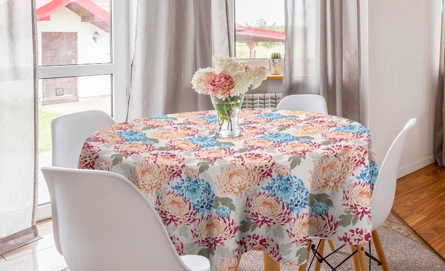 Esszimmer Küche Dekoration, Chrysanthemeentwurf Abakuhaus Kreis Tischdecke Tischdecke Abdeckung Blumen für Vintage