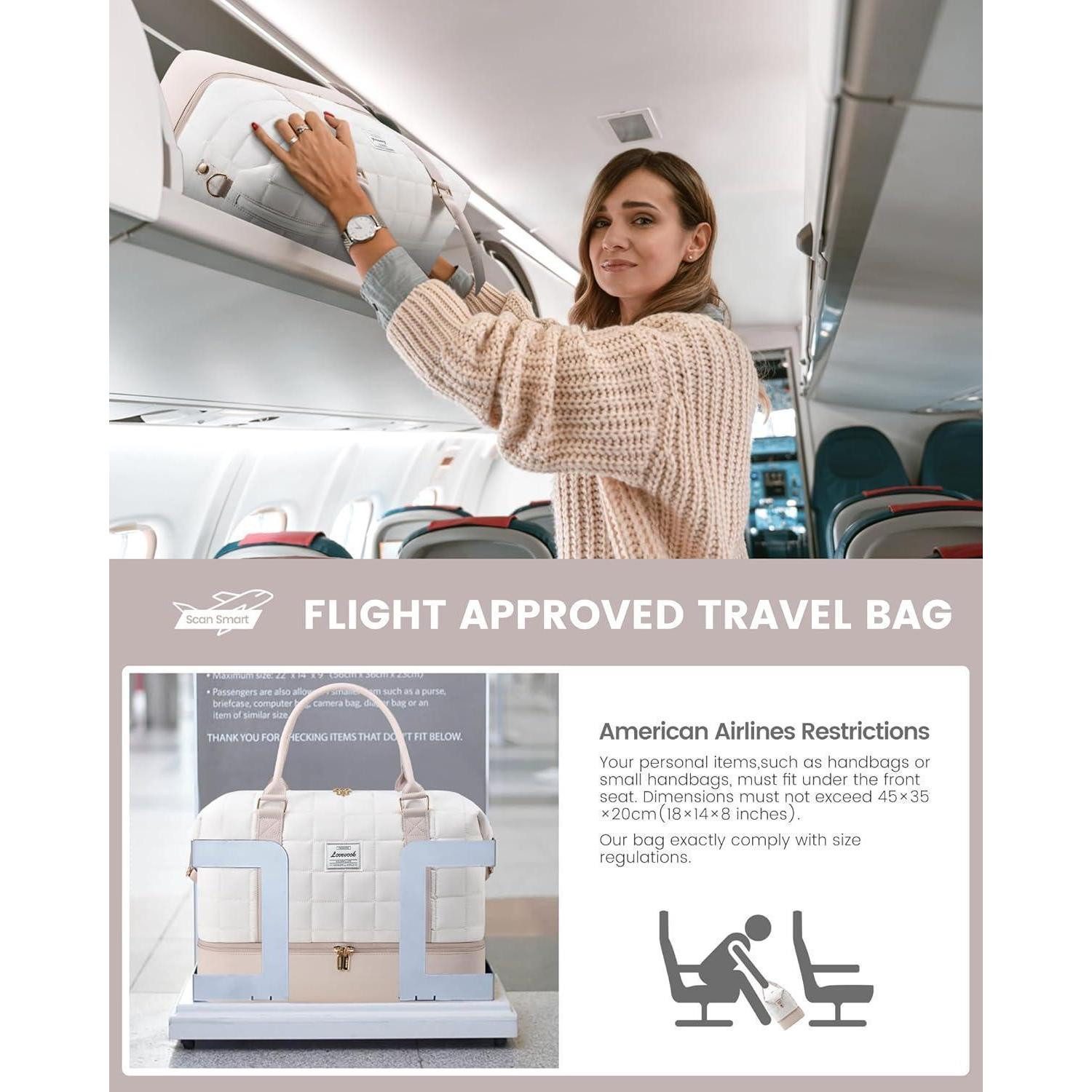 LuxusKollektion Weekender Reisetasche Damen Weekender Handgepäck Schuhfach M Beige+hellrosa