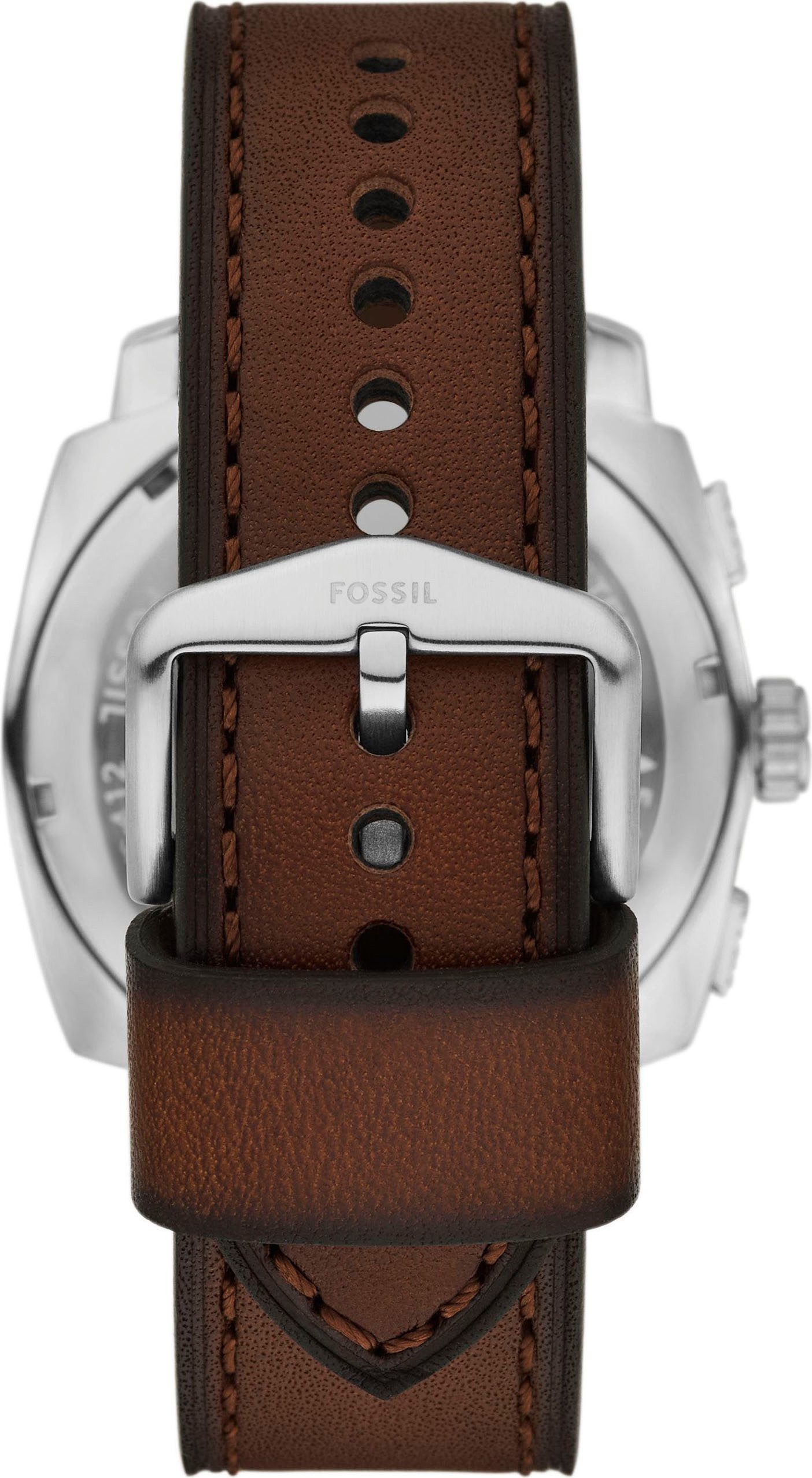 Fossil Chronograph Machine FS6100, Quarzuhr, Armbanduhr, Herrenuhr, Lederarmband, analog
