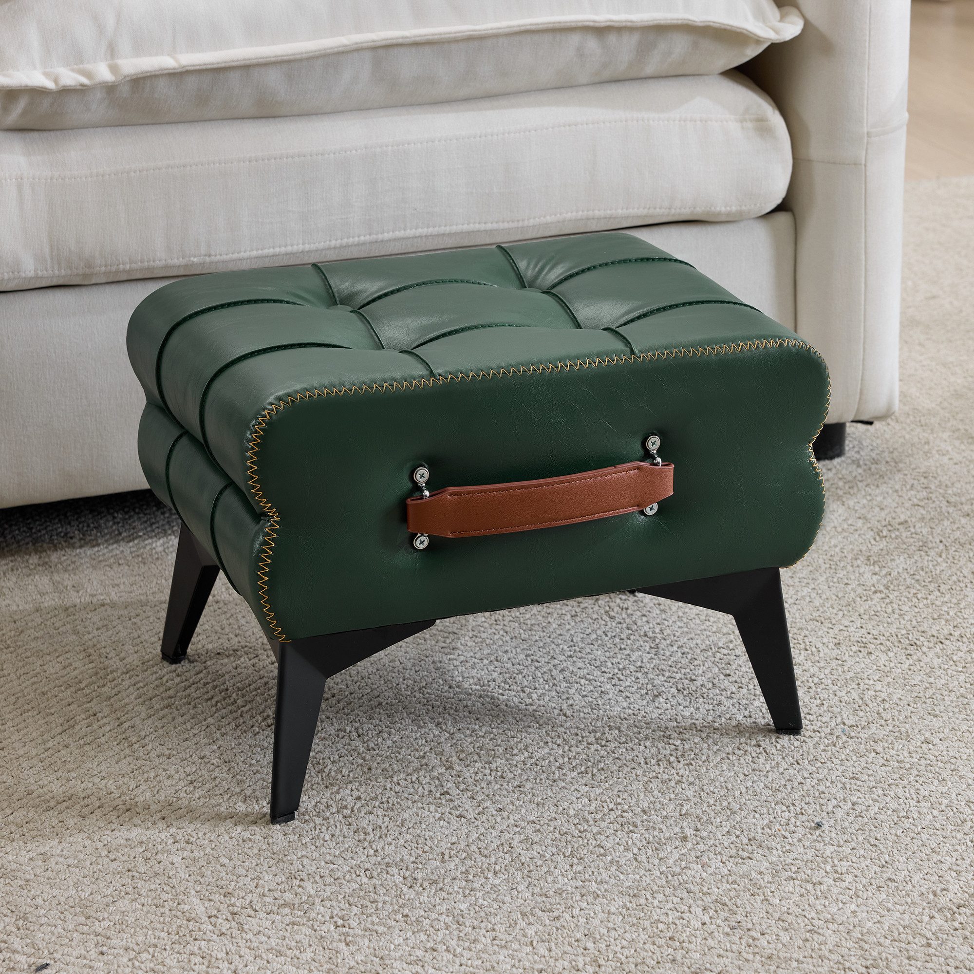 OKWISH Fußhocker Tragbarer (mit Metallbeinen. Universeller Schuhwechselhocker für Wohn, 1 St., 43*33*30cm)