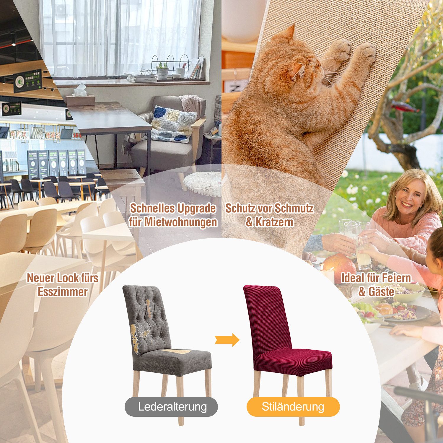 Simloveve Stuhlhusse Stretch Stuhlbezug Waschbar Schutz & Dekoration für St günstig online kaufen