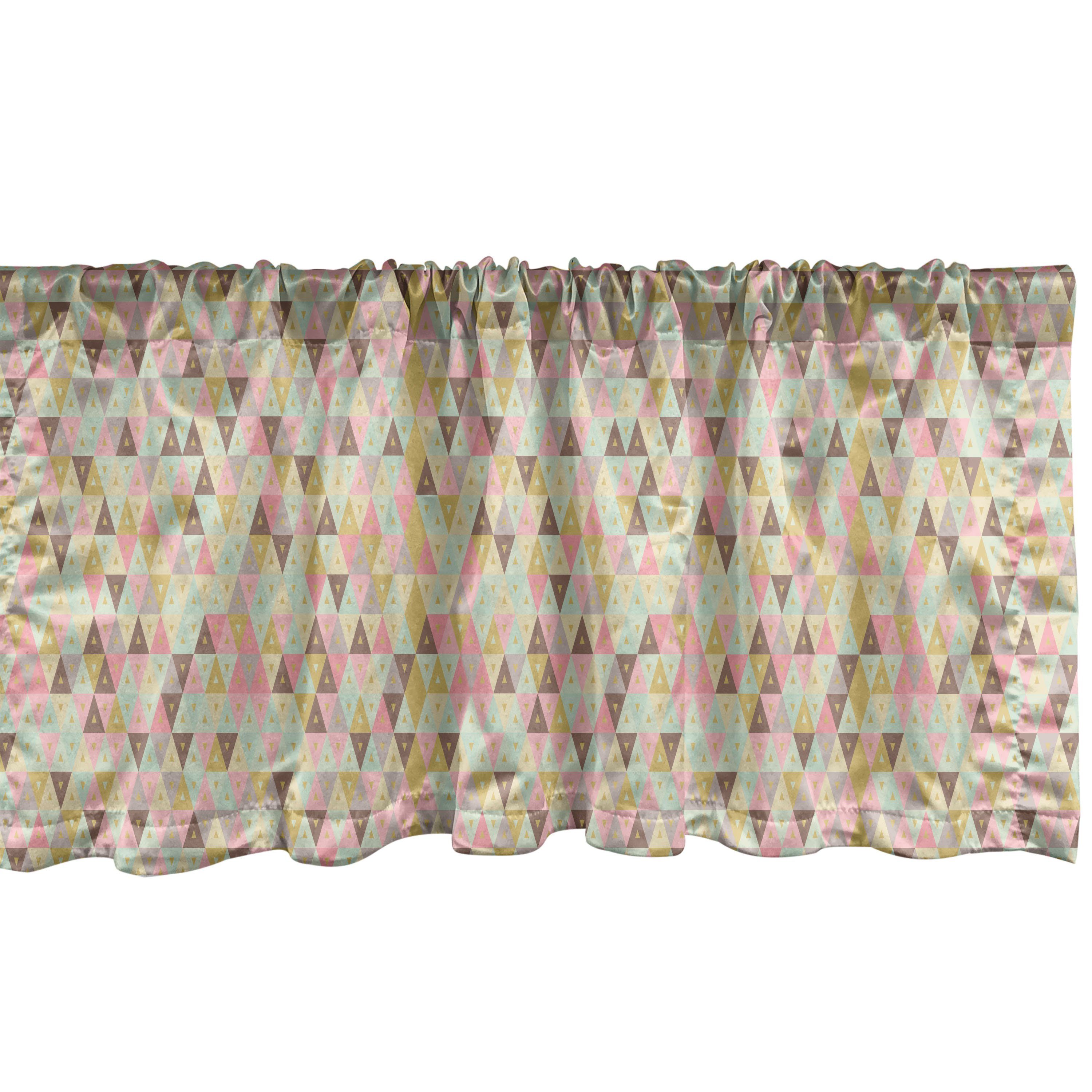 Scheibengardine Vorhang Volant für Küche Schlafzimmer Dekor mit Stangentasche, Abakuhaus, Microfaser, Abstrakte Kunst Dreieckige Bunte