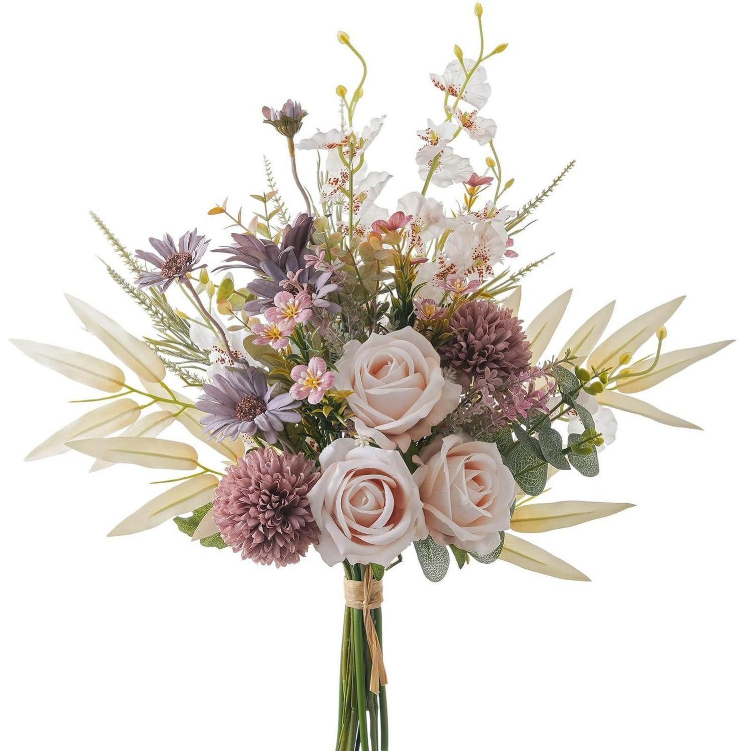 Kunstblumenstrauß Künstliche Blumen Tischdeko Rosen Löwenzahn Orchidee Champagner, LuxusKollektion, Höhe 5 cm