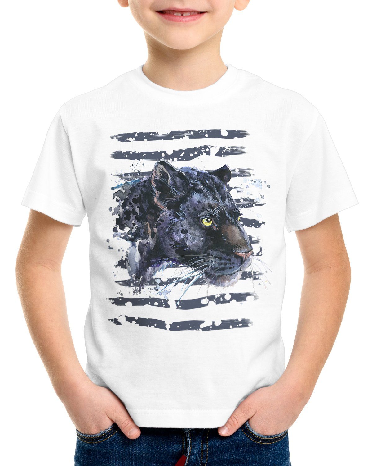 style3 T-Shirt Schwarzer Panther berglöwe zoo dschungel