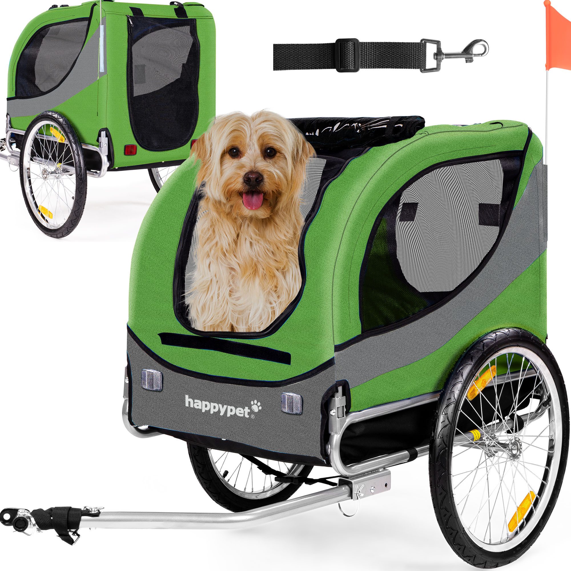 Happypet Fahrradhundeanhänger, groß ca. 280L Volumen, Inkl. Kupplung, Klappbar, Belastbar 45 kg