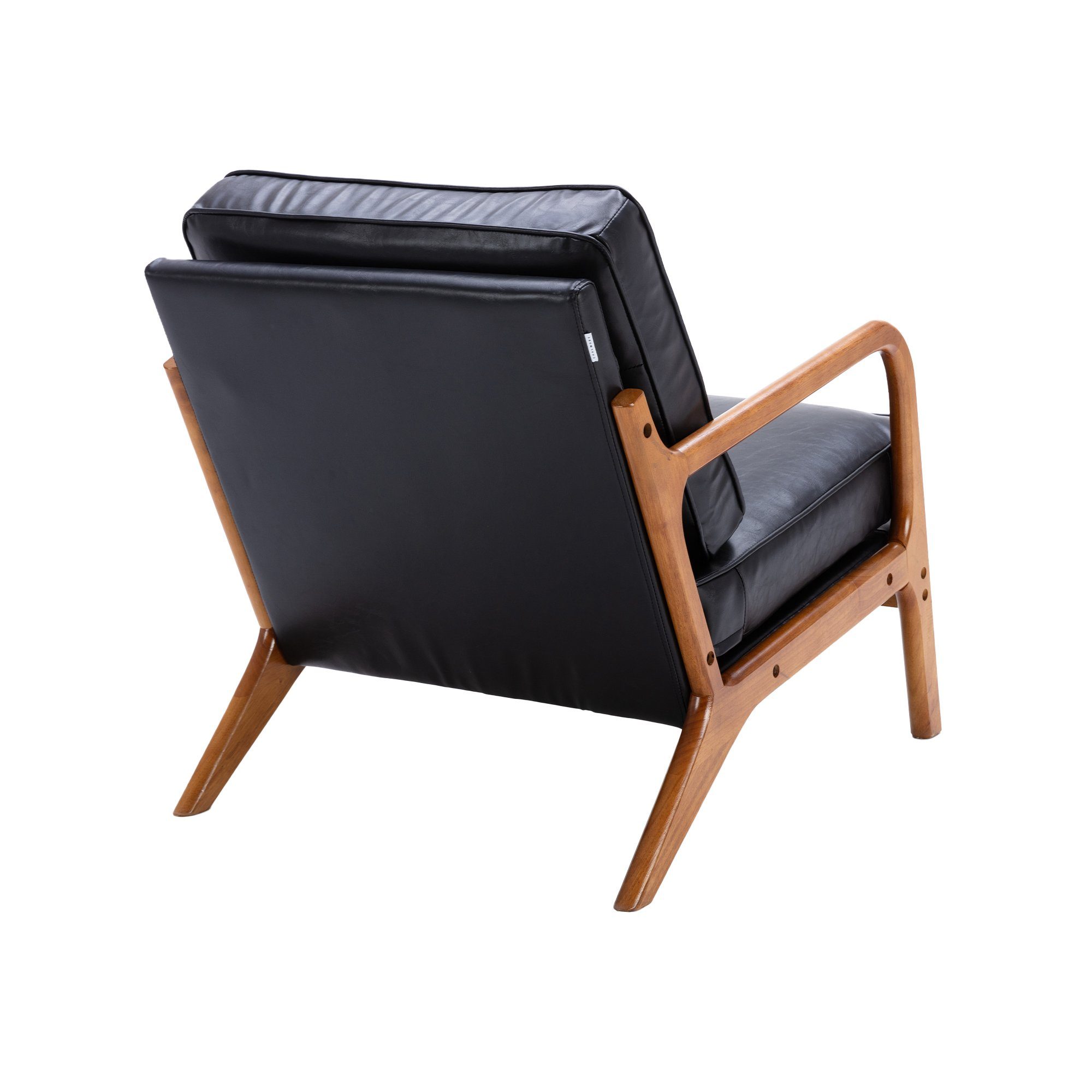 PU stoff Fernsehsessel (Stuhlbein Loungesessel besteht Sessel schwarz aus Gummiholz), Freizeitstuhl Leder Relaxsessel Polsterstuhl OKWISH