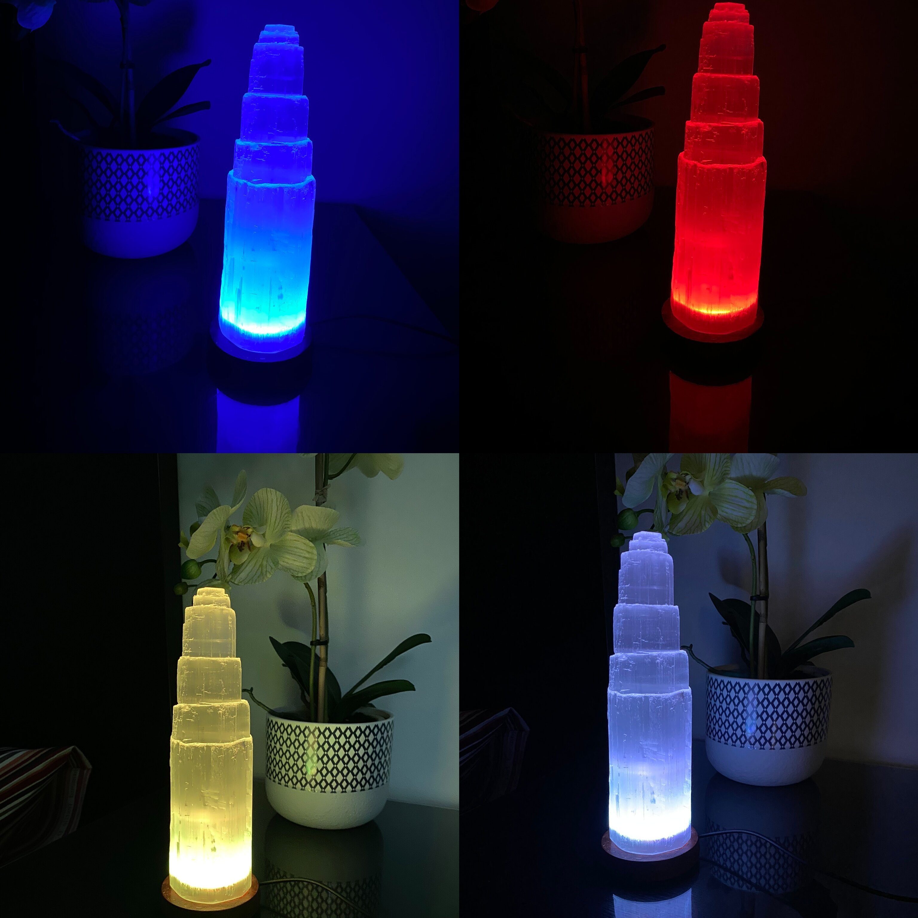 Landster LED Nachttischlampe Selenite Farbwechsel Lampe Turm lampe tischleuchte Kristall Tischlampe