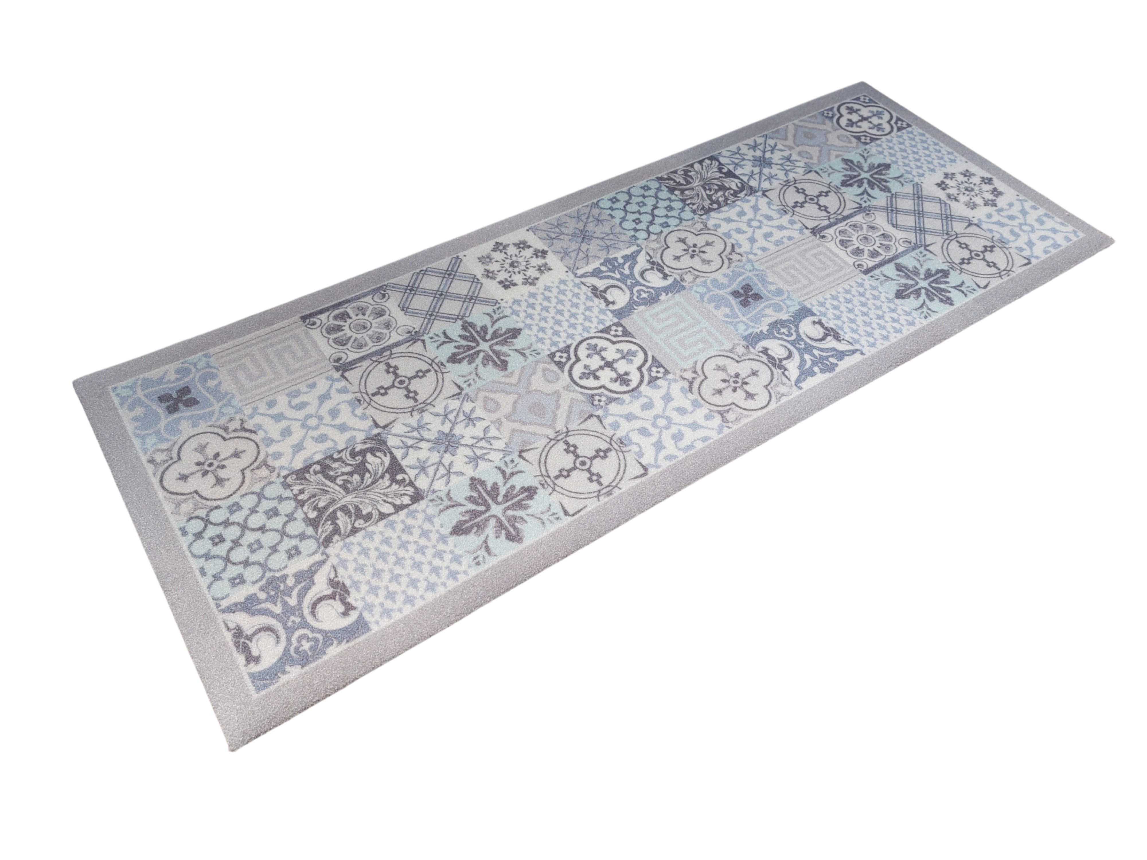 oKu-Tex Läufer Küchenläufer, Türvorleger, Retro Design, Patchwork, rechteckig, Kachelmotiv, verschiedene Muster, rutschfest & waschbar