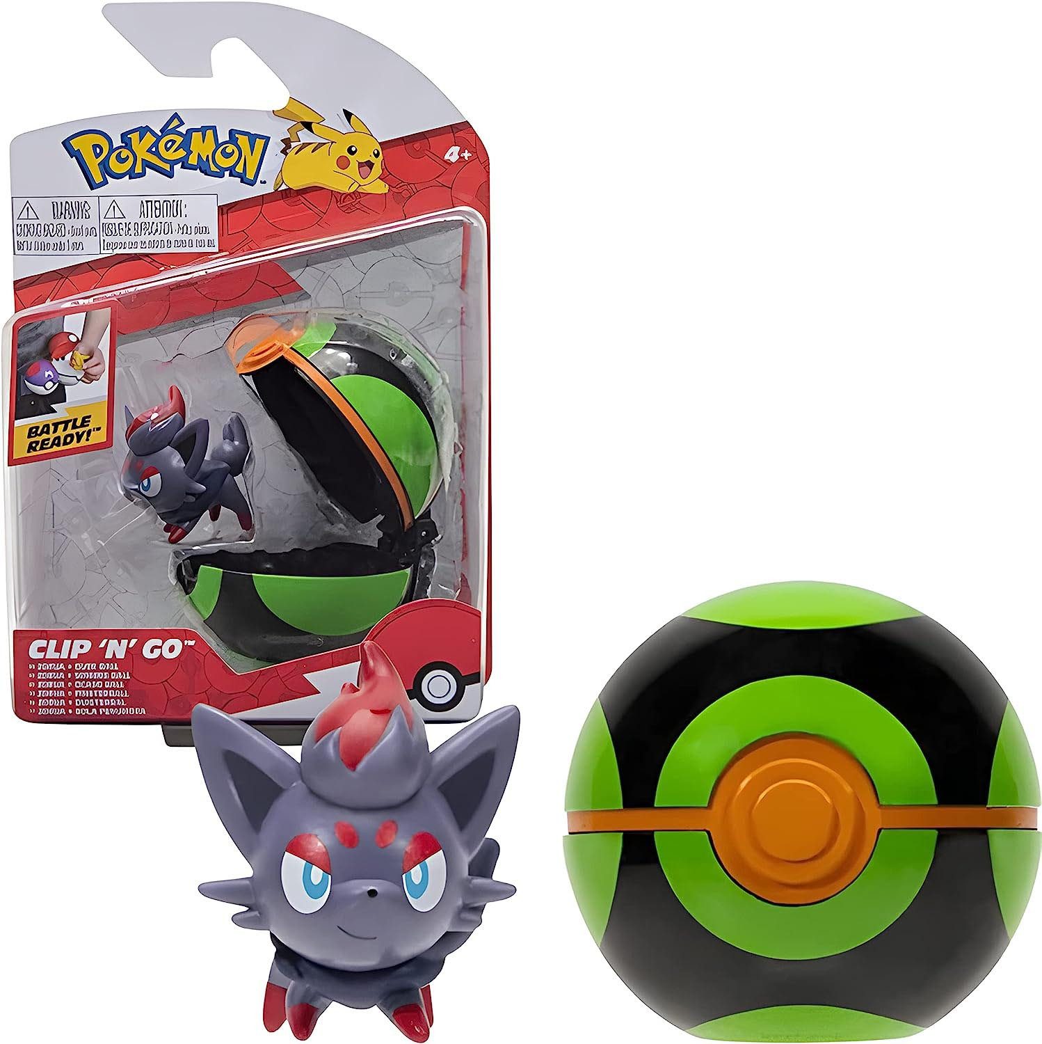 Jazwares Spielfigur Jazwares PKW2658 - Pokémon Clip'n'Go Poké Balls - Zorua & Finsterball