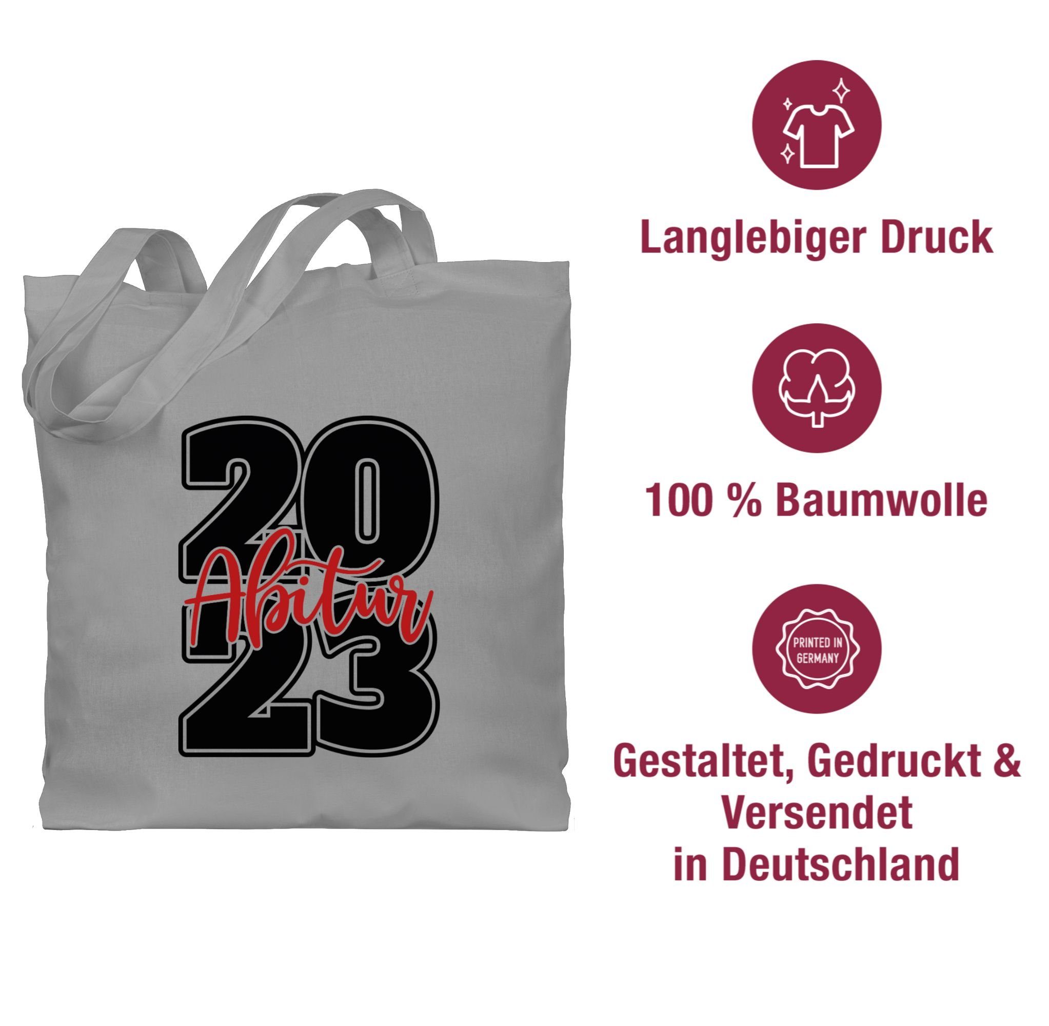 Shirtracer Umhängetasche Abitur 2023 schwarz/rot, Hellgrau & 1 Abitur Schriftzug Geschenk - Abschluss 2024