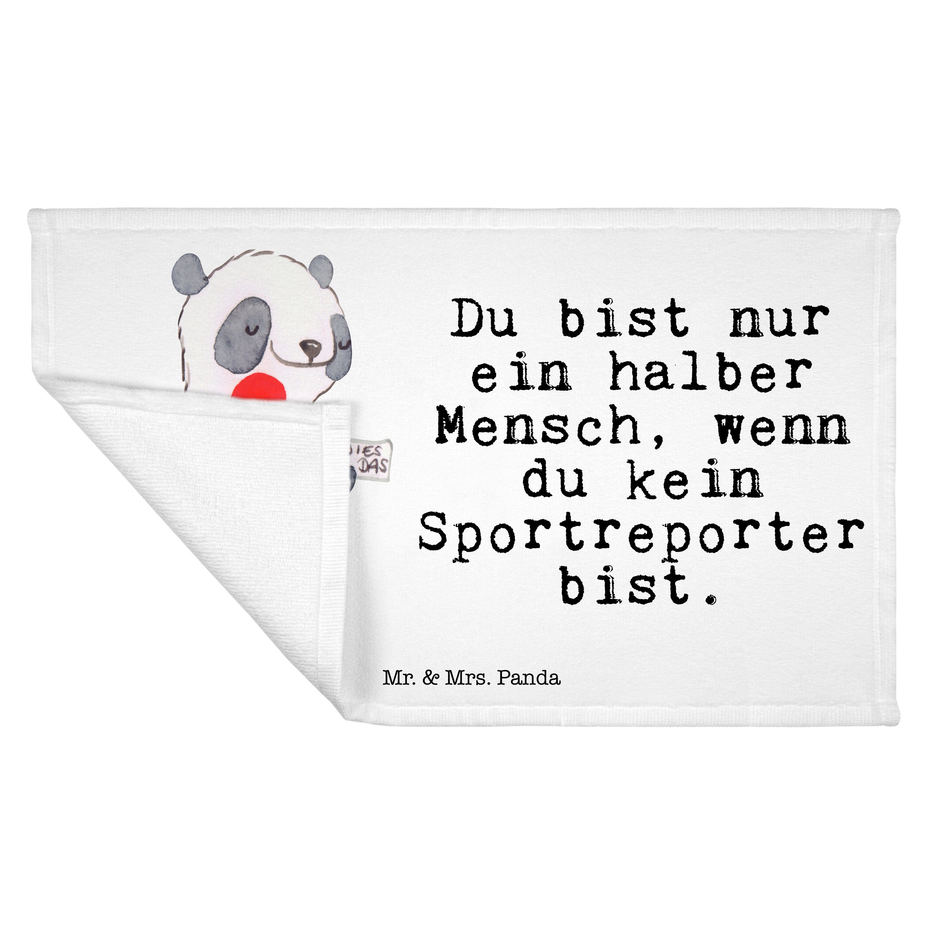 Sportreporter Kollege, & (1-St) - Panda Herz Mr. Weiß Frottier, Handtuch Geschenk, - Schenken, Mrs. mit