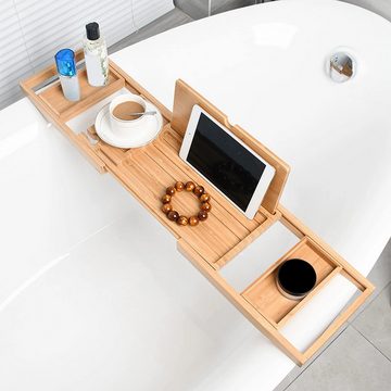 Novzep Badewannenablage Badewannenablage für Badewanne,erweiterbares Badewannen-Caddy-Tablett, verstellbarer Badewannen-Tisch aus Bambus, 23.6–34 x 7.9 x 1Inch