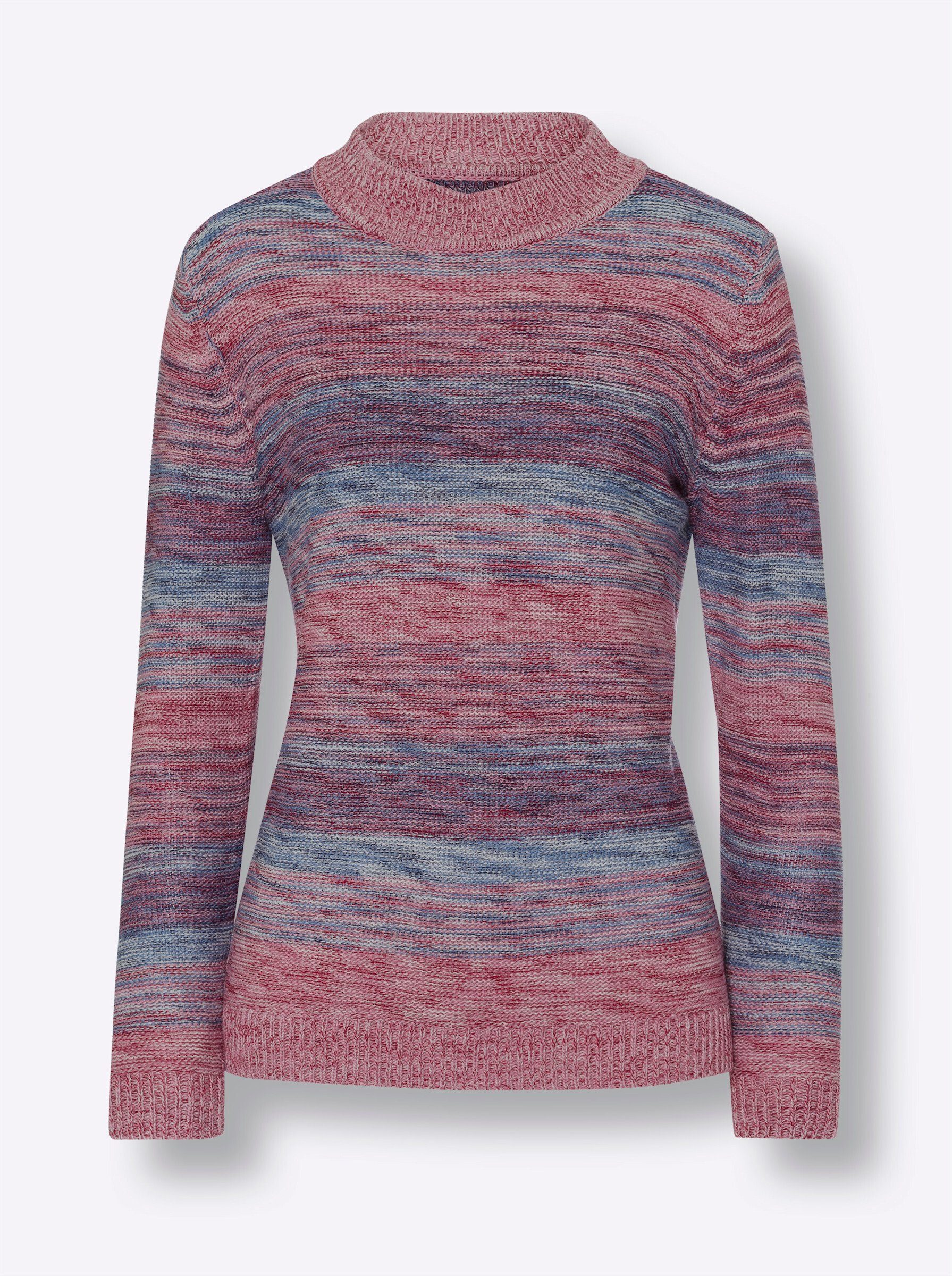 Strickpullover Stehkragen-Pullover Langarm Links-Strick