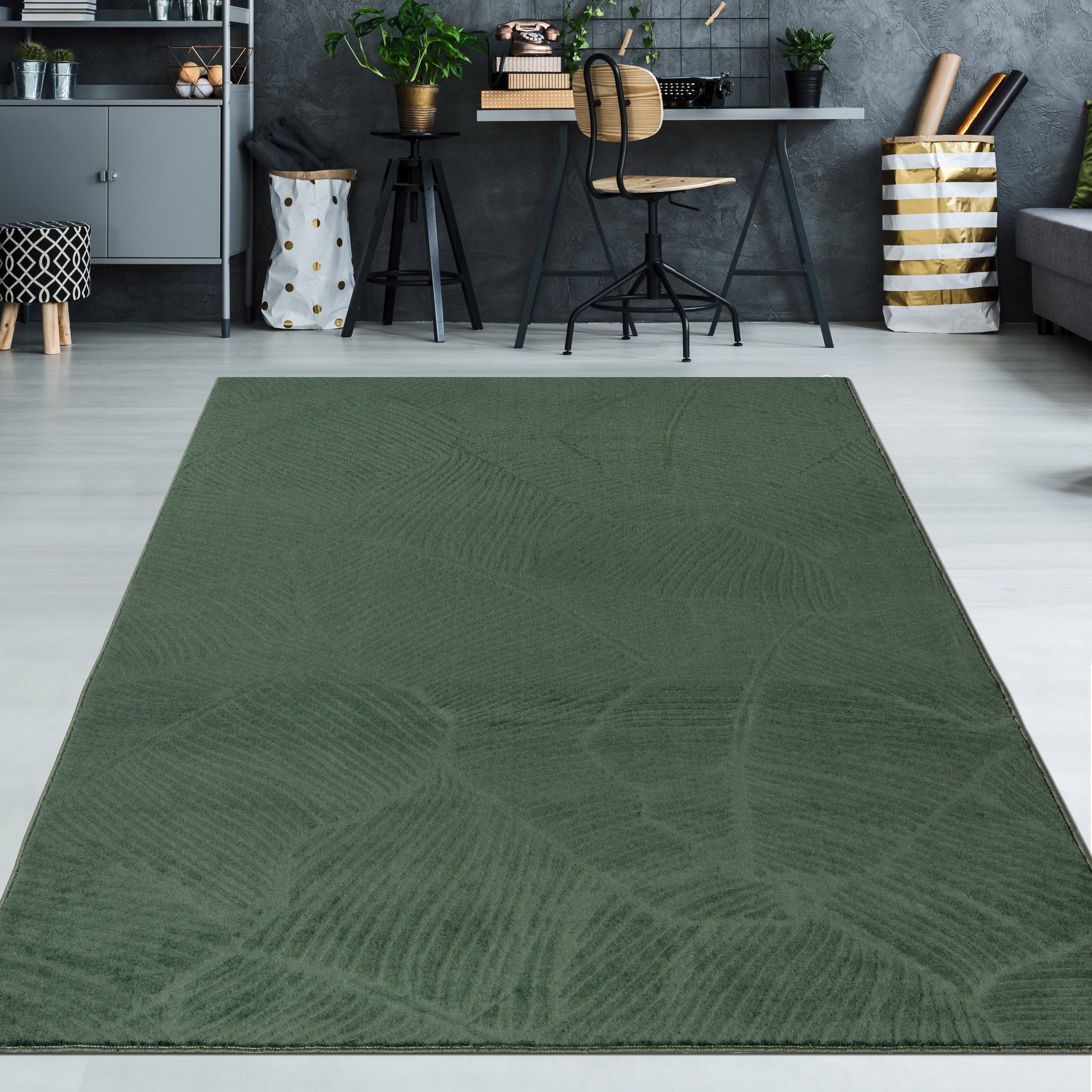 TeppichHome24 Teppich Schöner weicher Teppich mit Blattmuster in grün, rech günstig online kaufen
