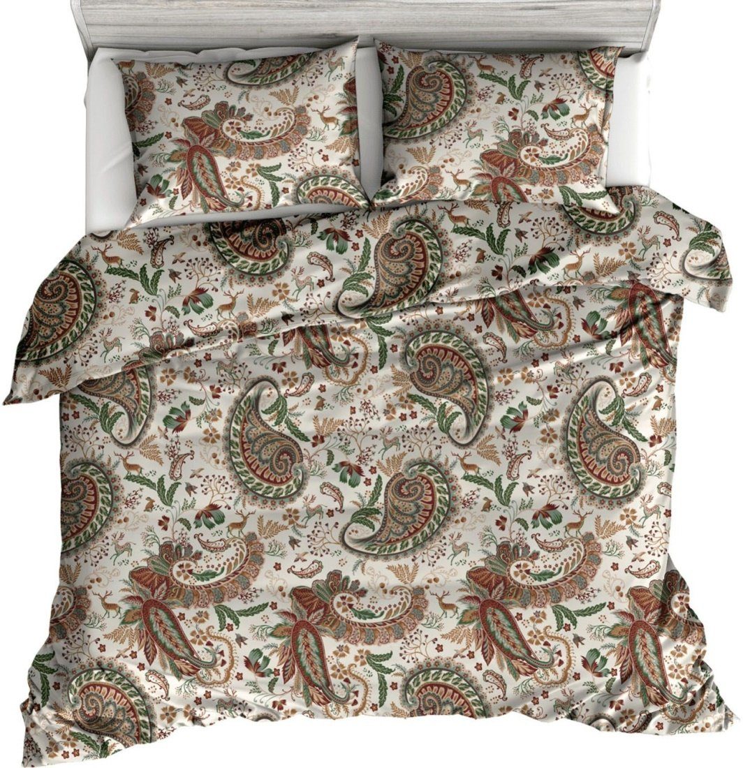LIVING DREAMS Bettwäsche WOODLAND PAISLEY 100% Baumwolle, Renforcé, Renforcé, 2 teilig, italienischer Flair elegante Paisleys zeitlose Farben