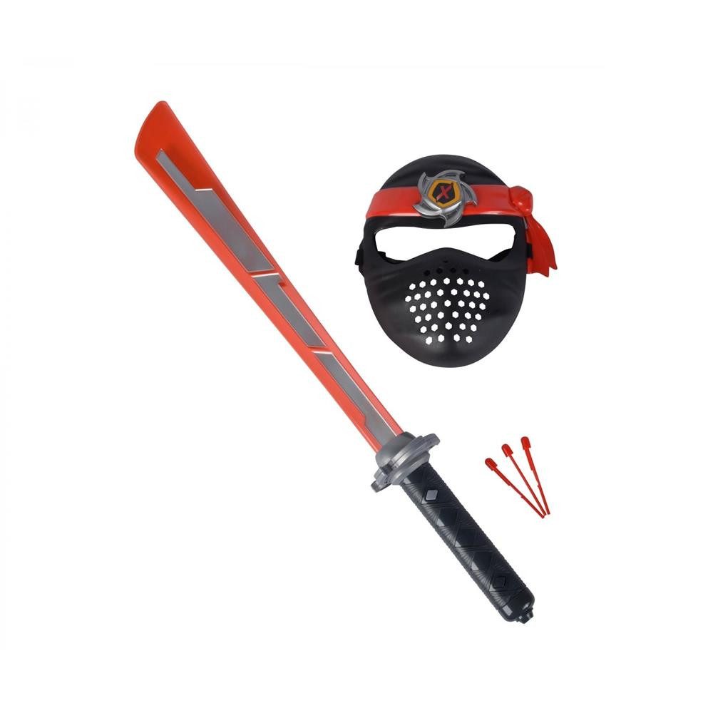 SIMBA Verkleidungsmaske Ninja Schwert & Maske 60 cm mit Licht, Sound & Schussfunktion, (Ninja-Rollenspielset, Ninja-Schwert und Maske mit Textilband), Licht, Sound, Schussfunktion, 60 cm, Maske mit Textilband